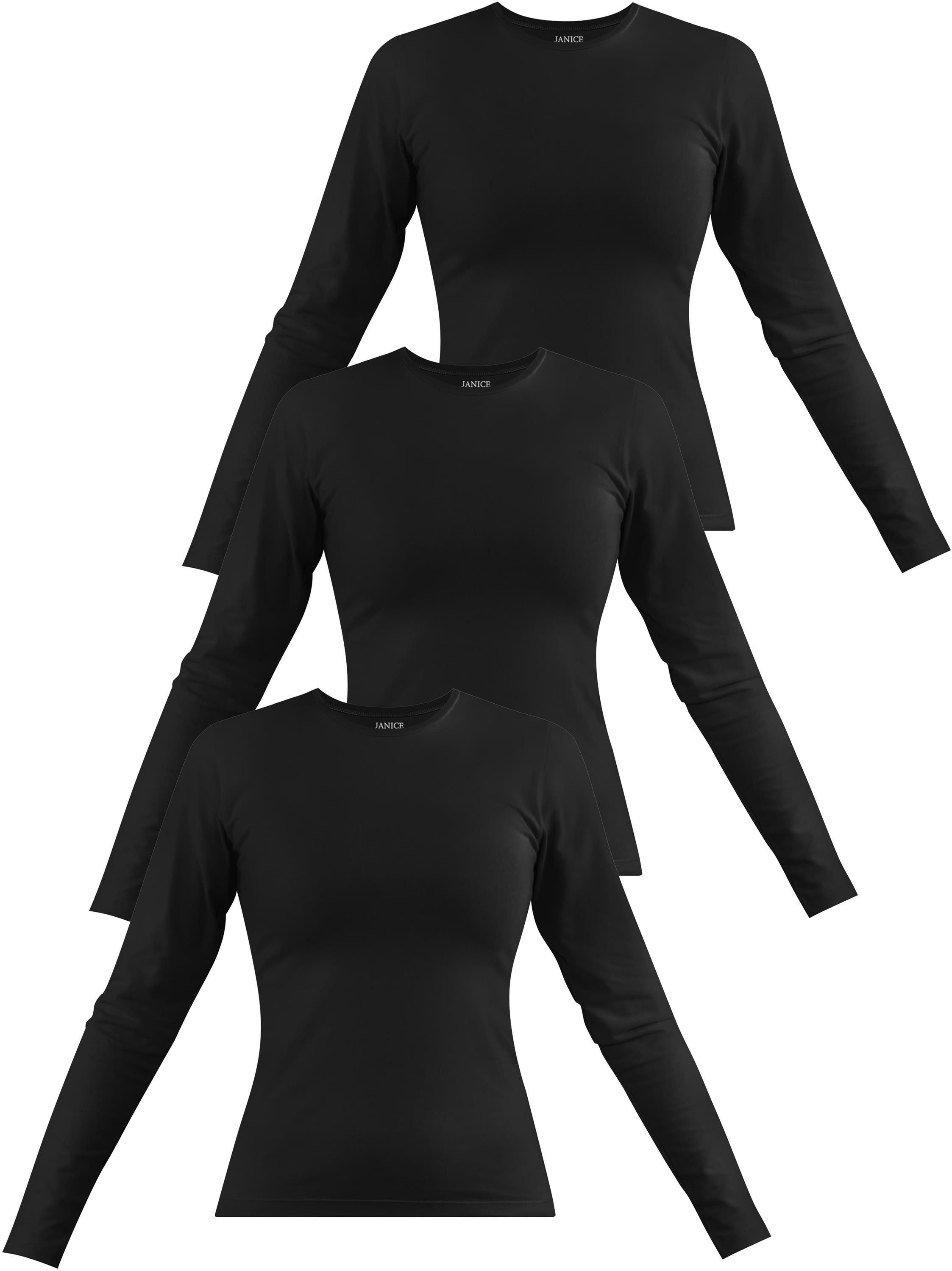 Janice Langarmshirt 3 x Damen Langarmshirt günstig online kaufen