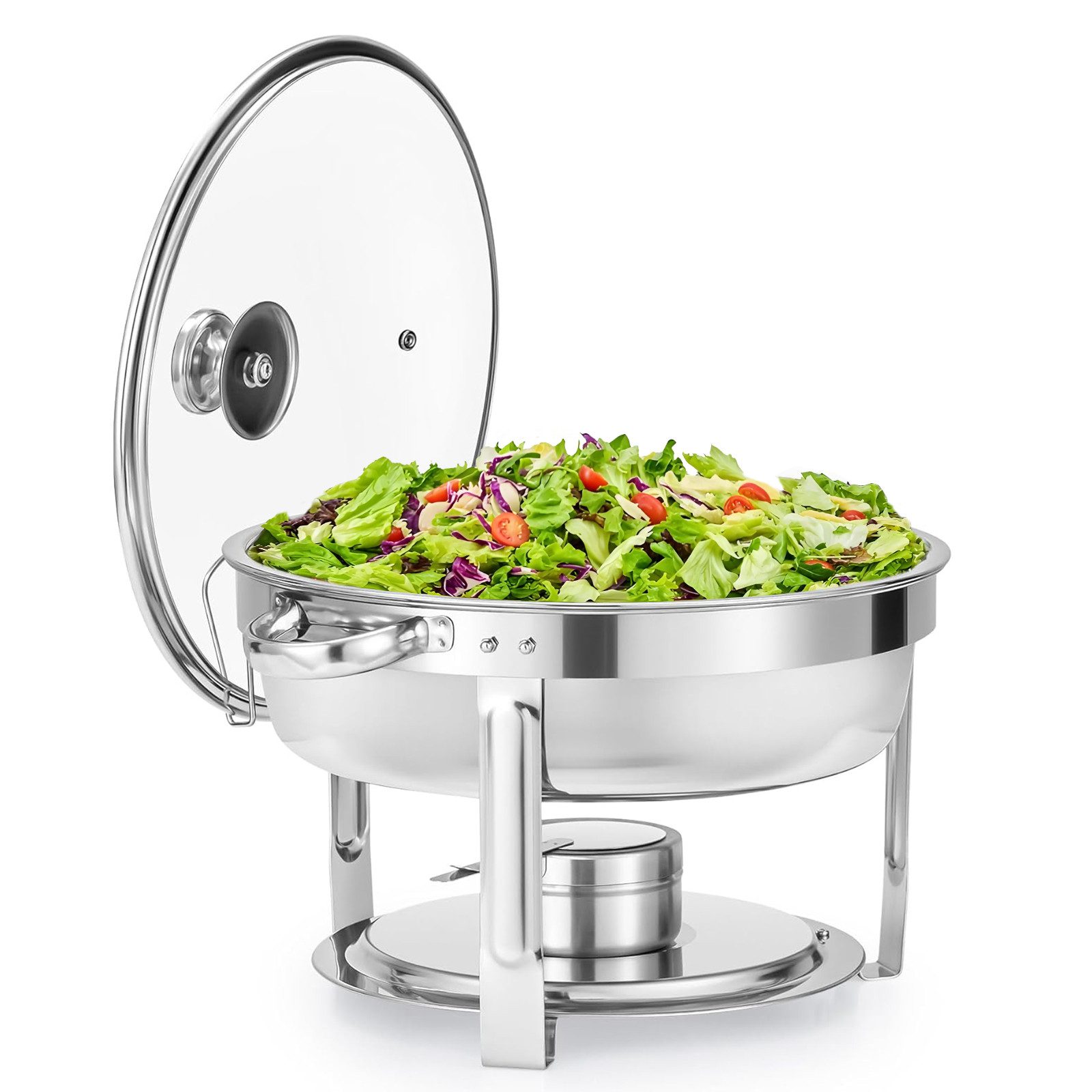 Bundviel Stövchen 5L Edelstahl Chafing Dish Speisenwärmer Suppentopf Rund Wärmebehälter, (1-tlg)