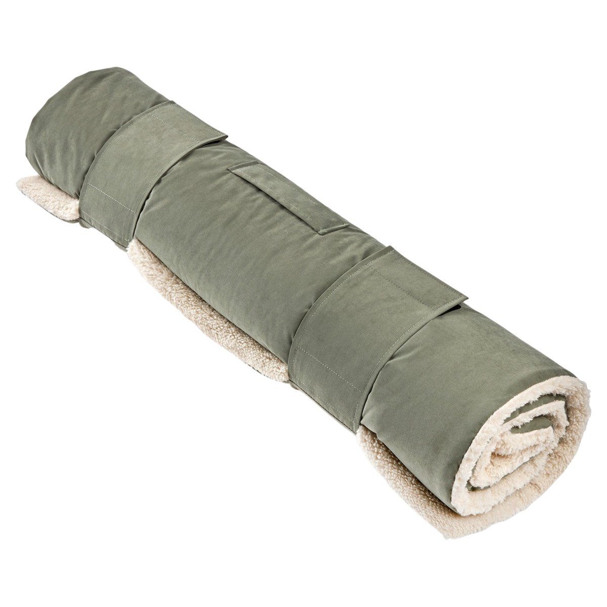 Wolters Hundematratze Reisedecke Vagabund mit Schaffell-Imitation moos-grün