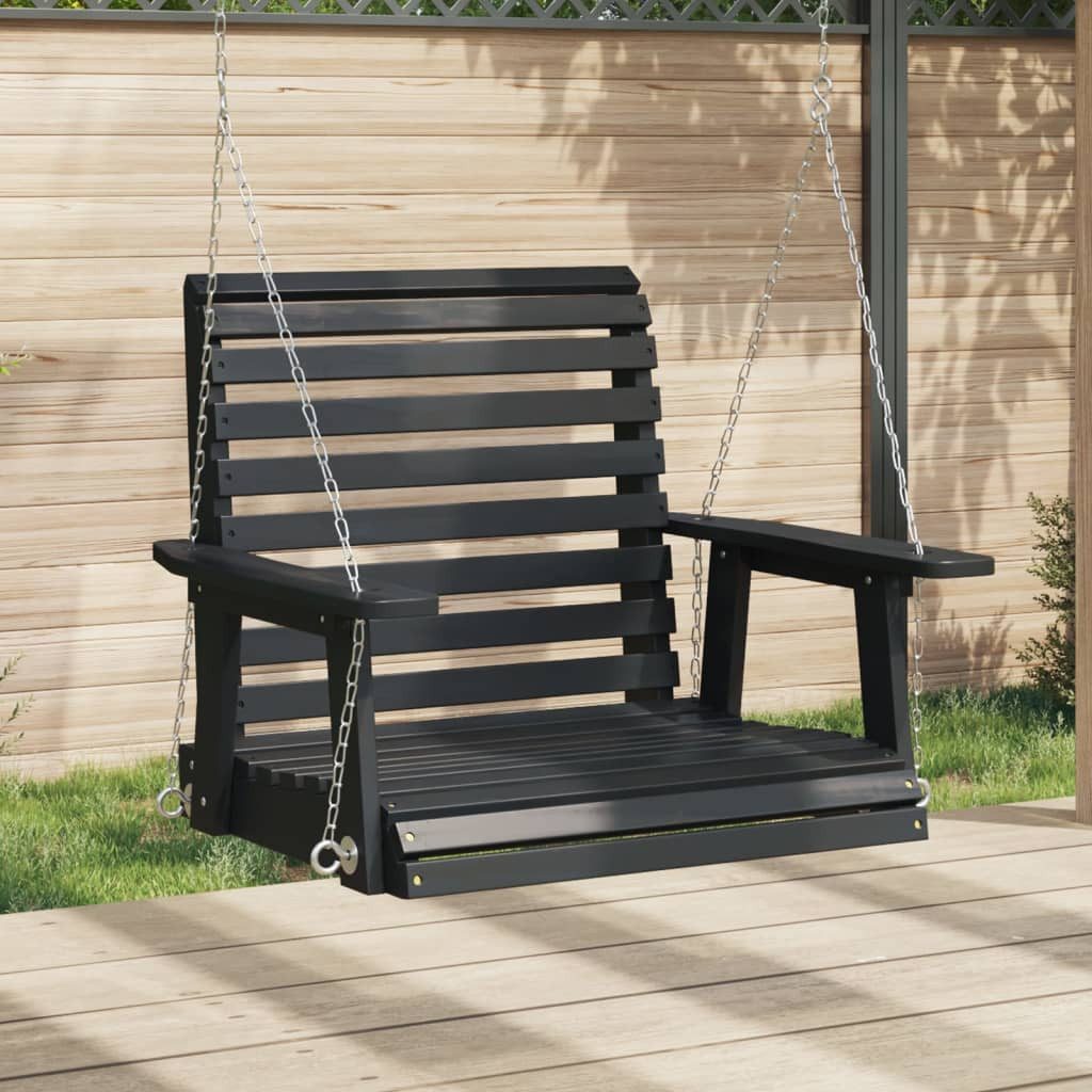 vidaXL Hollywoodschaukel 72 x 63 x 56 cm Hängesessel Garten Hängestuhl mit Metallketten Schwarz