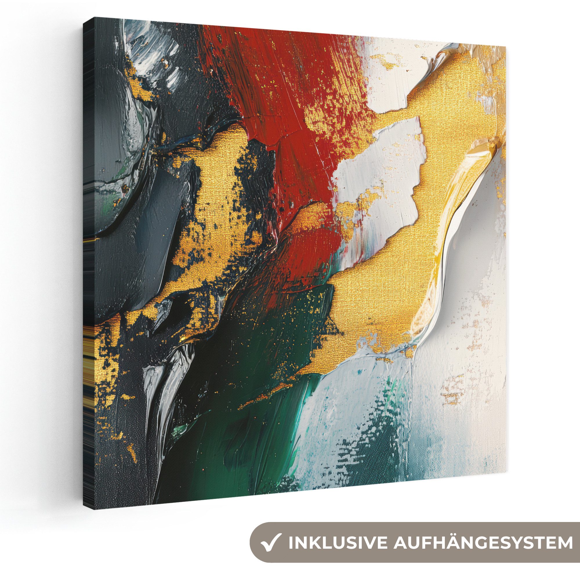 OneMillionCanvasses® Leinwandbild Modern - Weihnachten - Abstrakt - Gold, Fotodruck (1 St), Wandbild, Deko Schlafzimmer Wohnzimmer Flur 20x20 cm