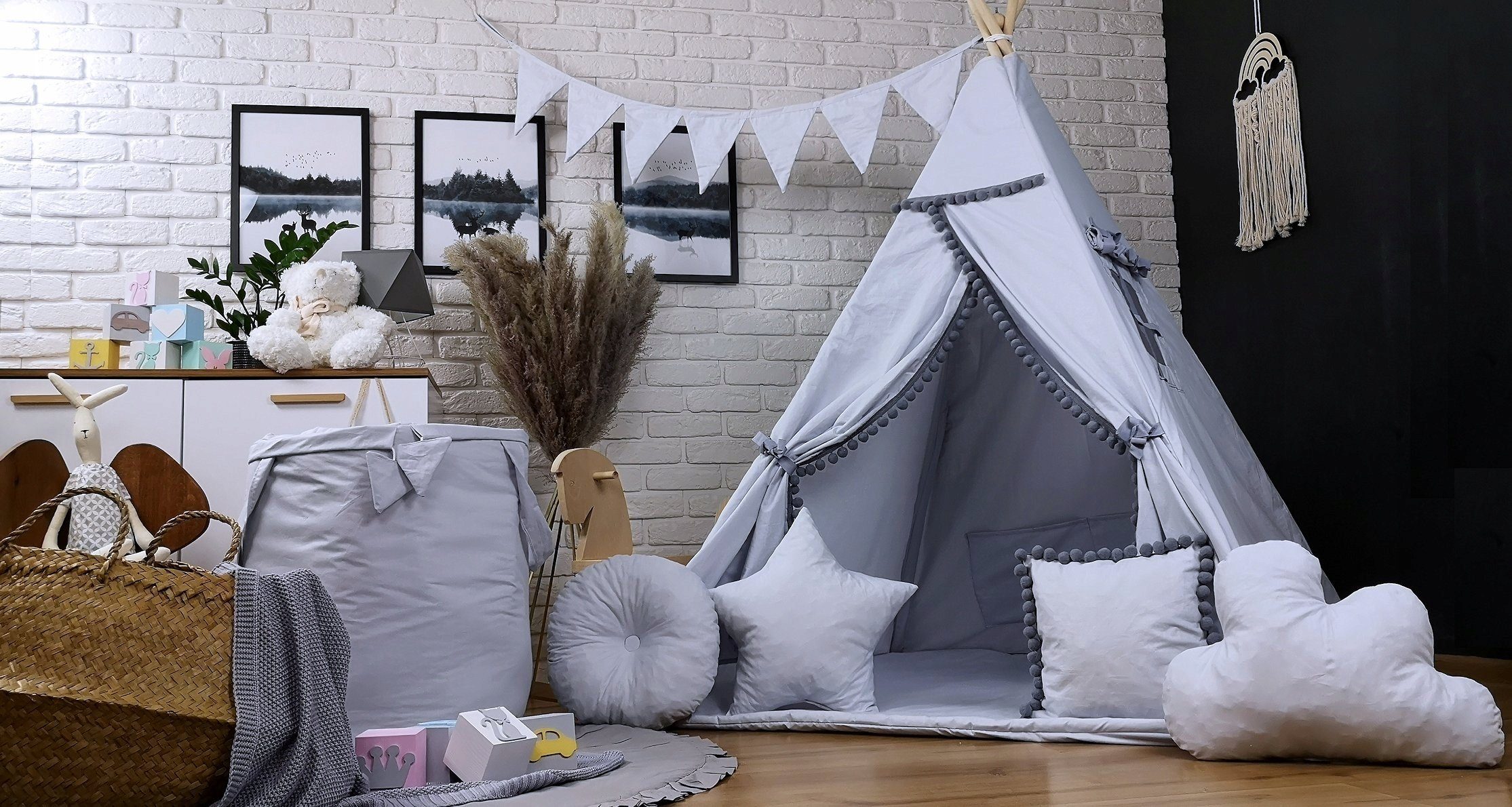 Pamek Tipi-Zelt Basic, Kinder Spielzelt, Teepee, Zelt mit Fenster, Tipizelt, Spielset, Personen: 2 (7 tlg), Sehr weiches und angenehmes Material