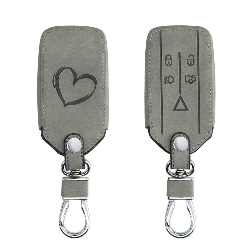 kwmobile Schlüsseltasche Autoschlüssel Hülle für Jaguar, Nubuklederoptik -  Kunstleder Schutzhülle Schlüsselhülle Cover, geeignet für Jaguar 5-Tasten  Autoschlüssel Smart Keyless Schlüssel
