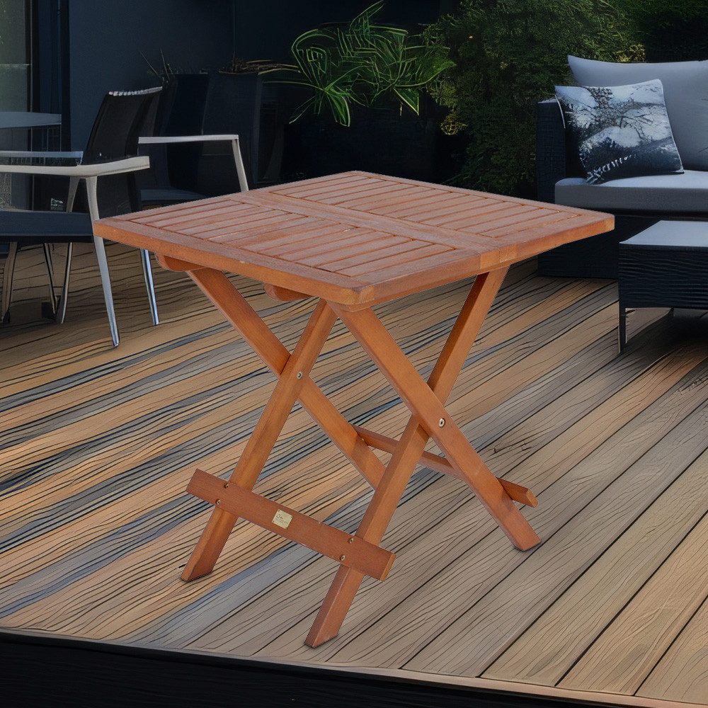 Harms Import Gartentisch, Außen Bistro Tisch Holz Akazie geölt braun Garten Balkon Terrassen