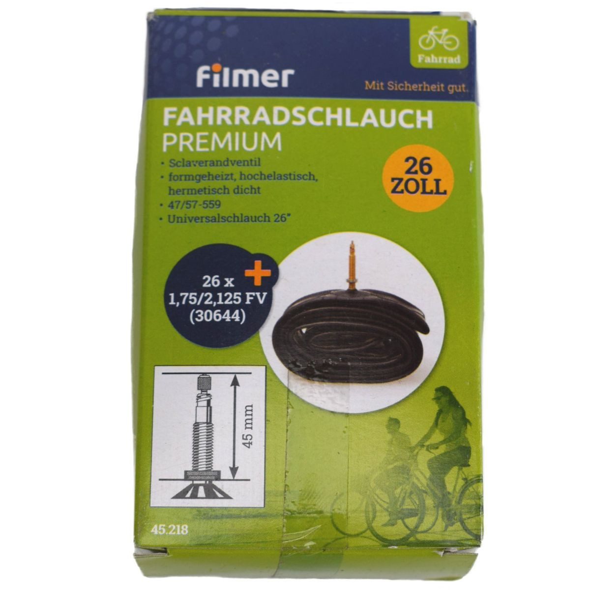 Filmer Fahrradschlauch Premium Fahrradschlauch Sclaverandventil 26 Zoll 28 Zoll Rennrad, 26 Zoll, mit Sclaverandventil, hochelastisch, hermetisch dicht