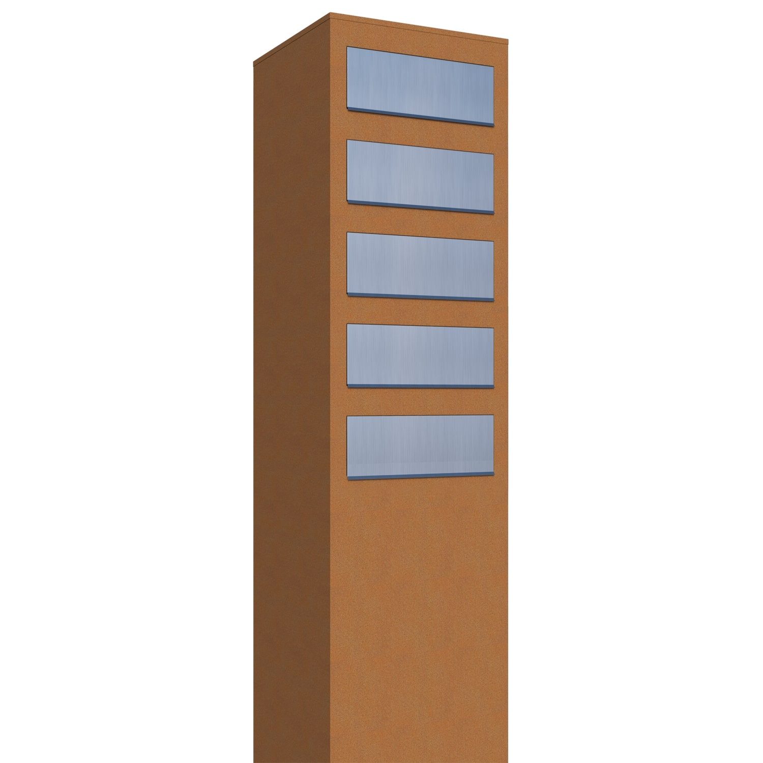 Bravios Standbriefkasten Briefkastenanlage Monolith for Five in Rost mit Edelstahlklappe