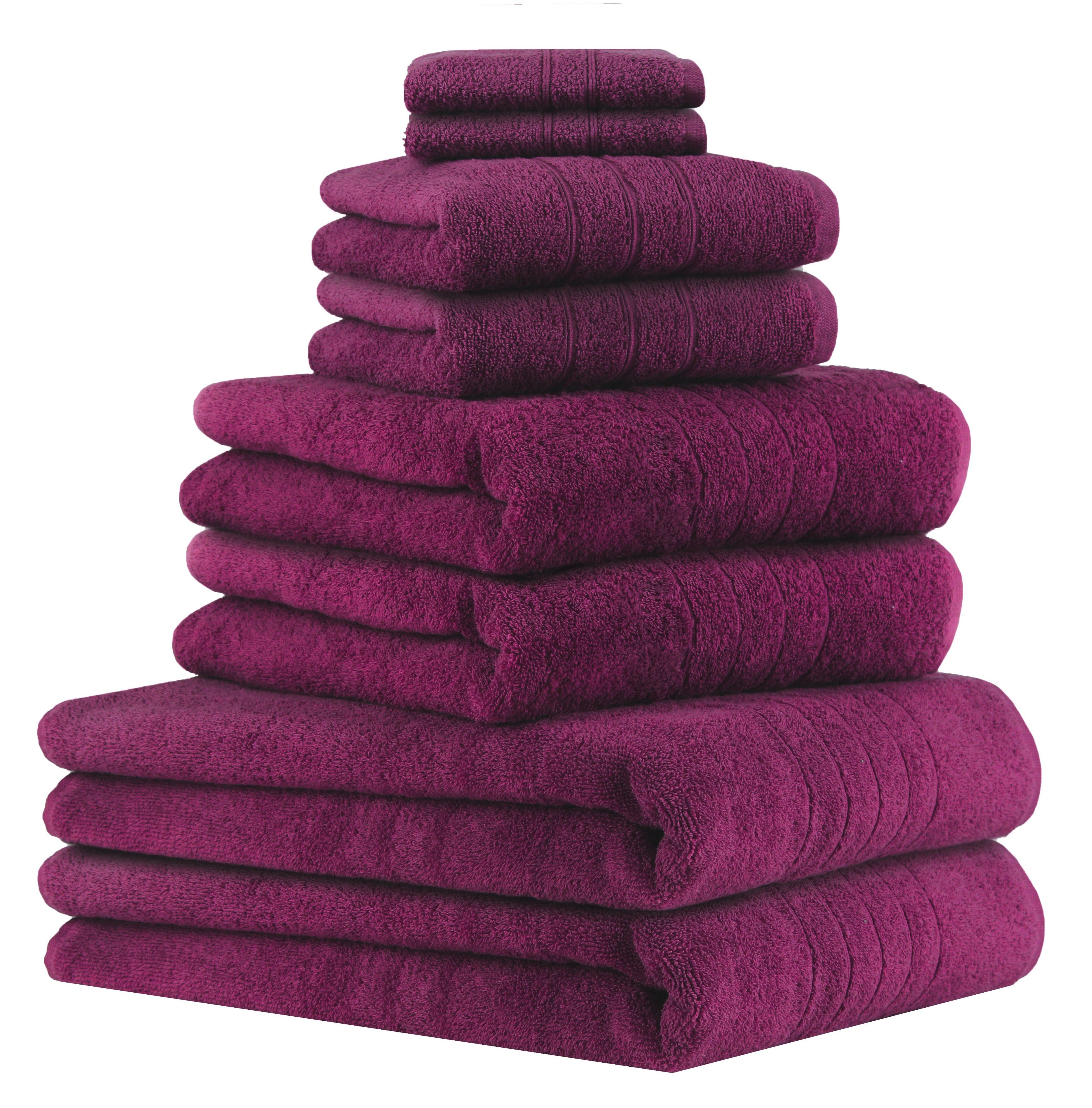 Betz Handtuch Set 8-TLG Handtuch-Set Deluxe 100% Baumwolle 2 Badetücher 2 Duschtücher 2 Handtücher 2 Seiftücher, 100% Baumwolle, (8-tlg) pflaume