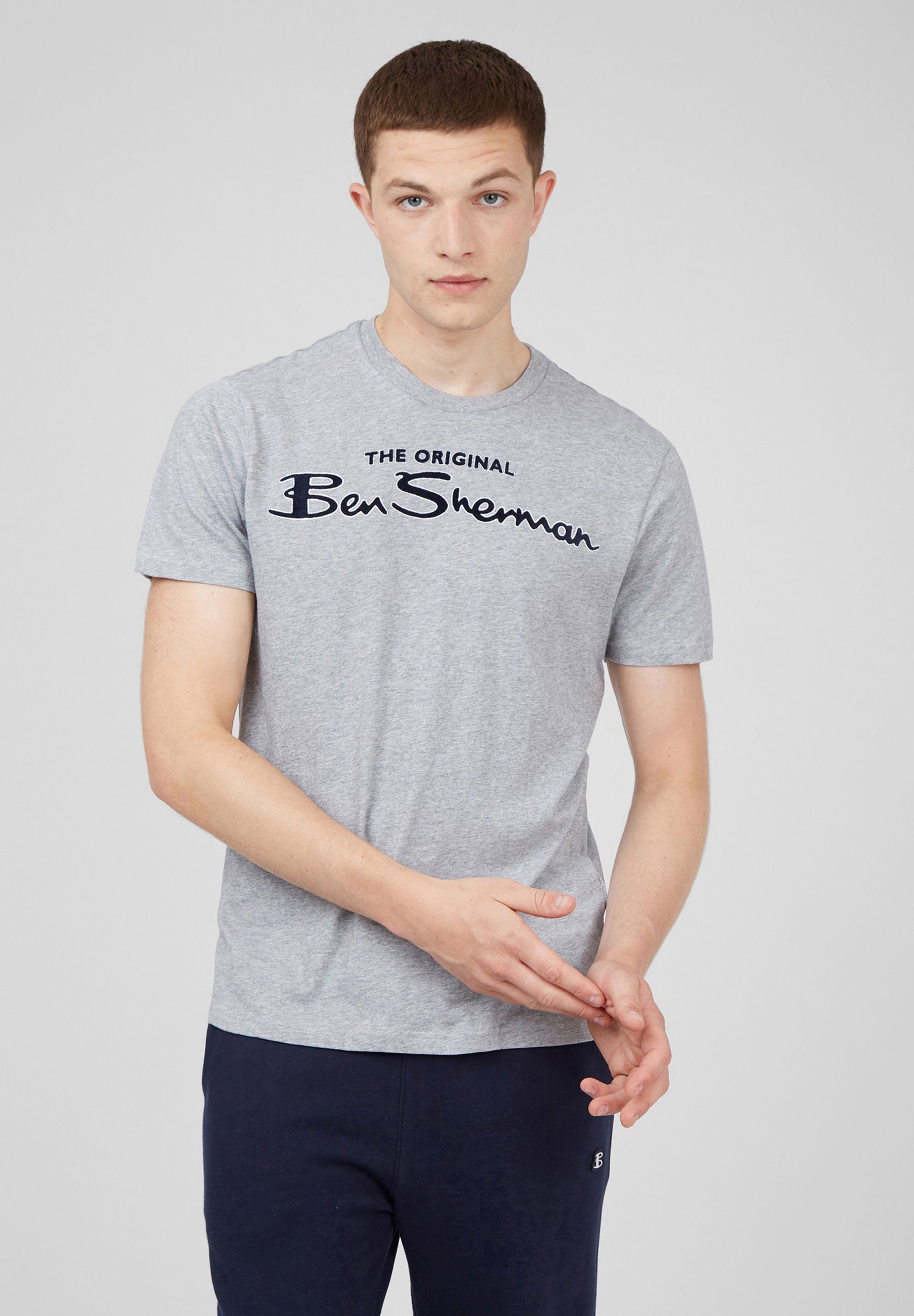 Ben Sherman T-Shirt Signature Logo Tee Grafisch bedrucktes T-Shirt grey