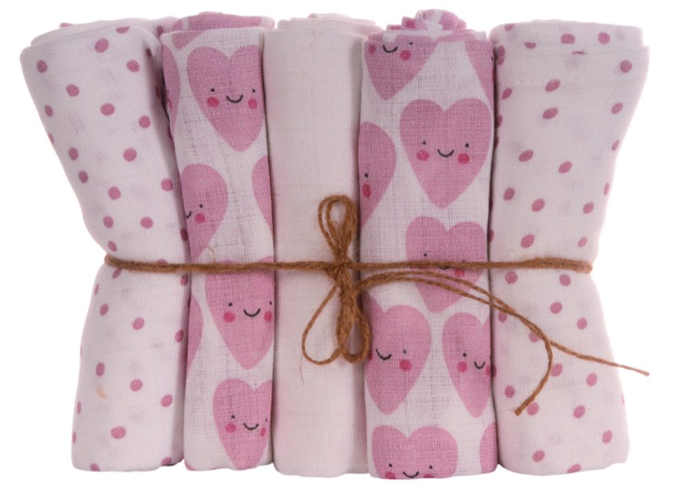 La Bortini Stoffwindeln Spucktücher 5 oder 10 Stück Tücher Baby Mulltücher Babywindeln (5er-Set oder 10er Set, für Neugeborene), aus reiner Baumwolle, für Mädchen und Jungen