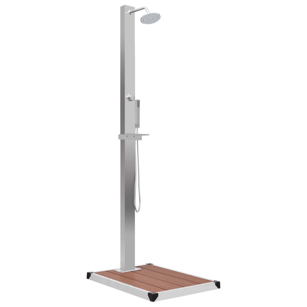 vidaXL Gartendusche, Bodendusche mit Bodenelement WPC Edelstahl