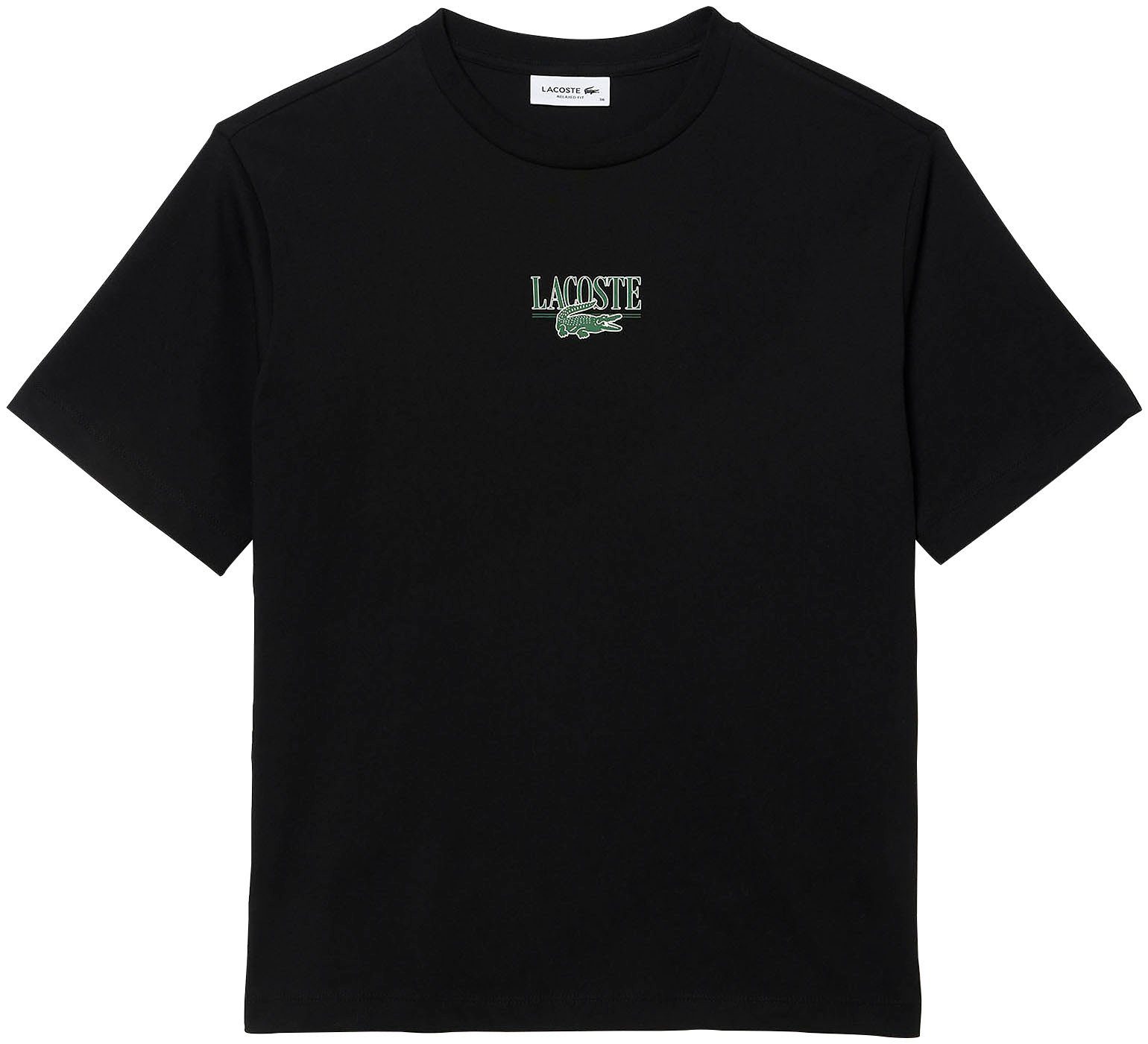 mit BLACK T-Shirt Lacoste Markenlabel