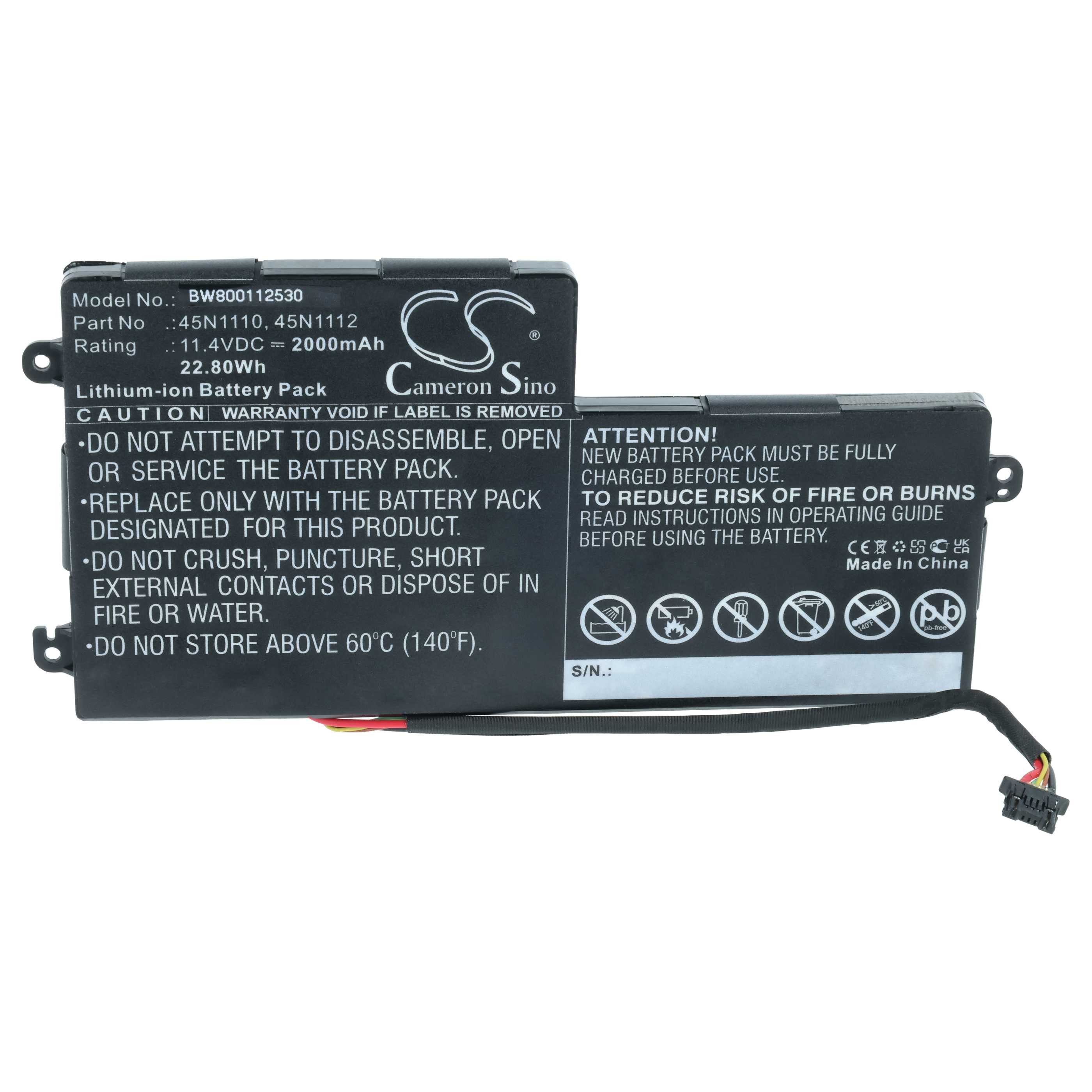 vhbw Akku passend für Lenovo ThinkPad T460, X250, X240 Touch, T440, T450s, Laptop-Akku Akku Li-Ion 2000 mAh (11,4 V, 1 St), Leistungsfähiger Austausch-Akku für Notebook, Wiederaufladbar, Jede