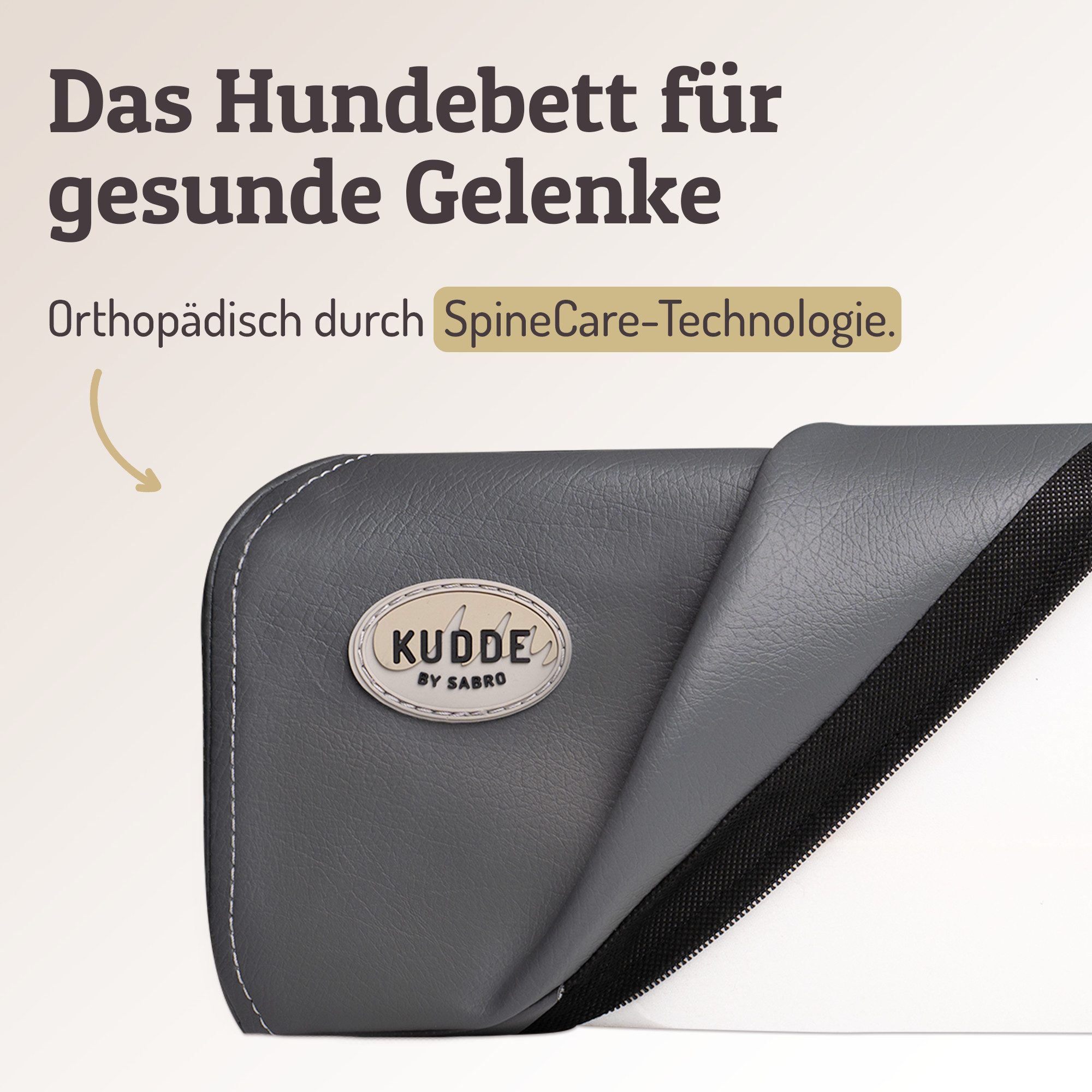 SABRO Hundekorb KUDDE Orthopädisch - Waschbar & Wasserabweisend - Ergonomisch aus, Kunstleder, Premium Hundebett mit wechselbarem Bezug für jede Hundegröße – Bild 2 von 5