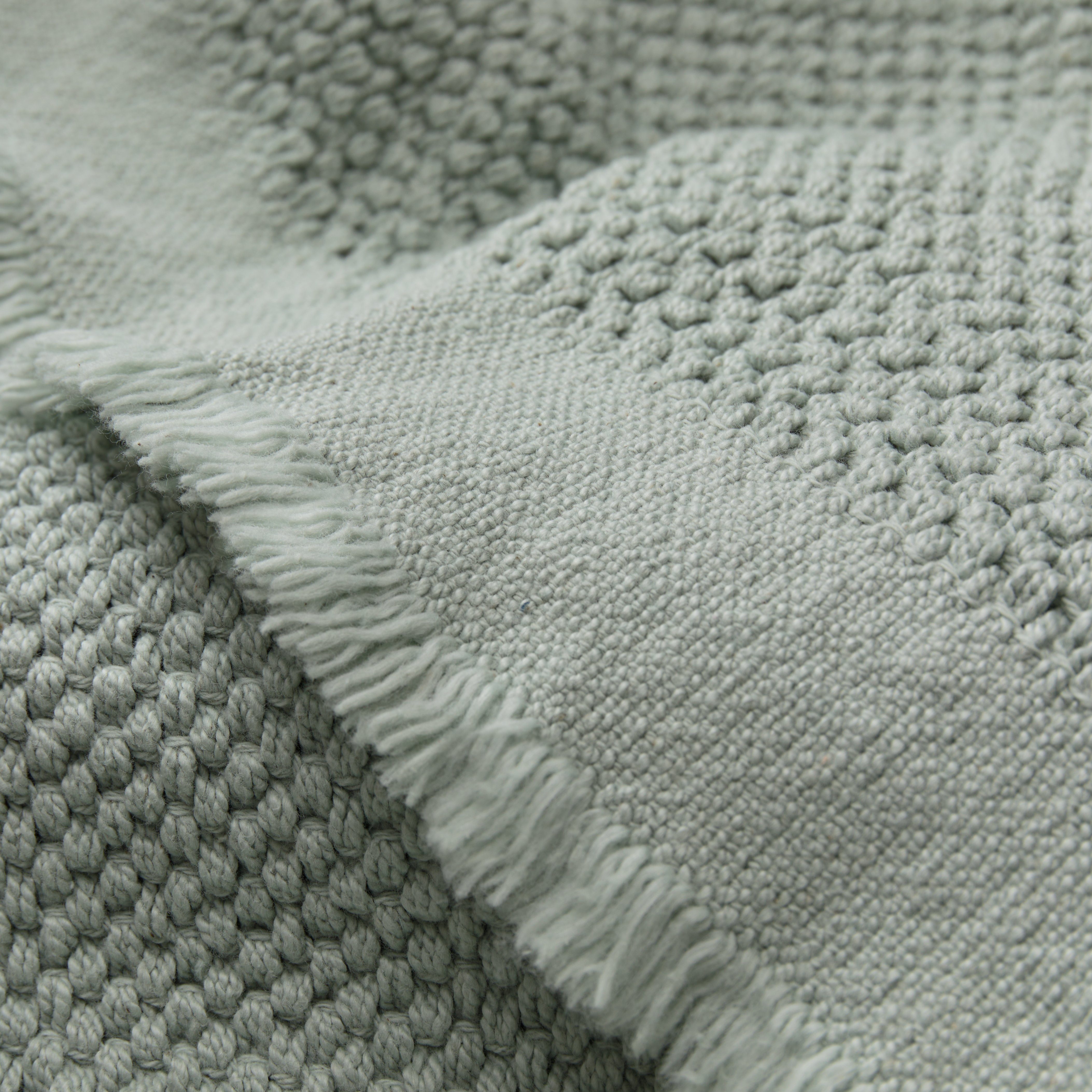 Alvaro, Blasses Urbanara, Baumwolldecke Gewebte, aus recycelter Decke Wohndecke Salbeigrün Baumwolle stückgefärbte