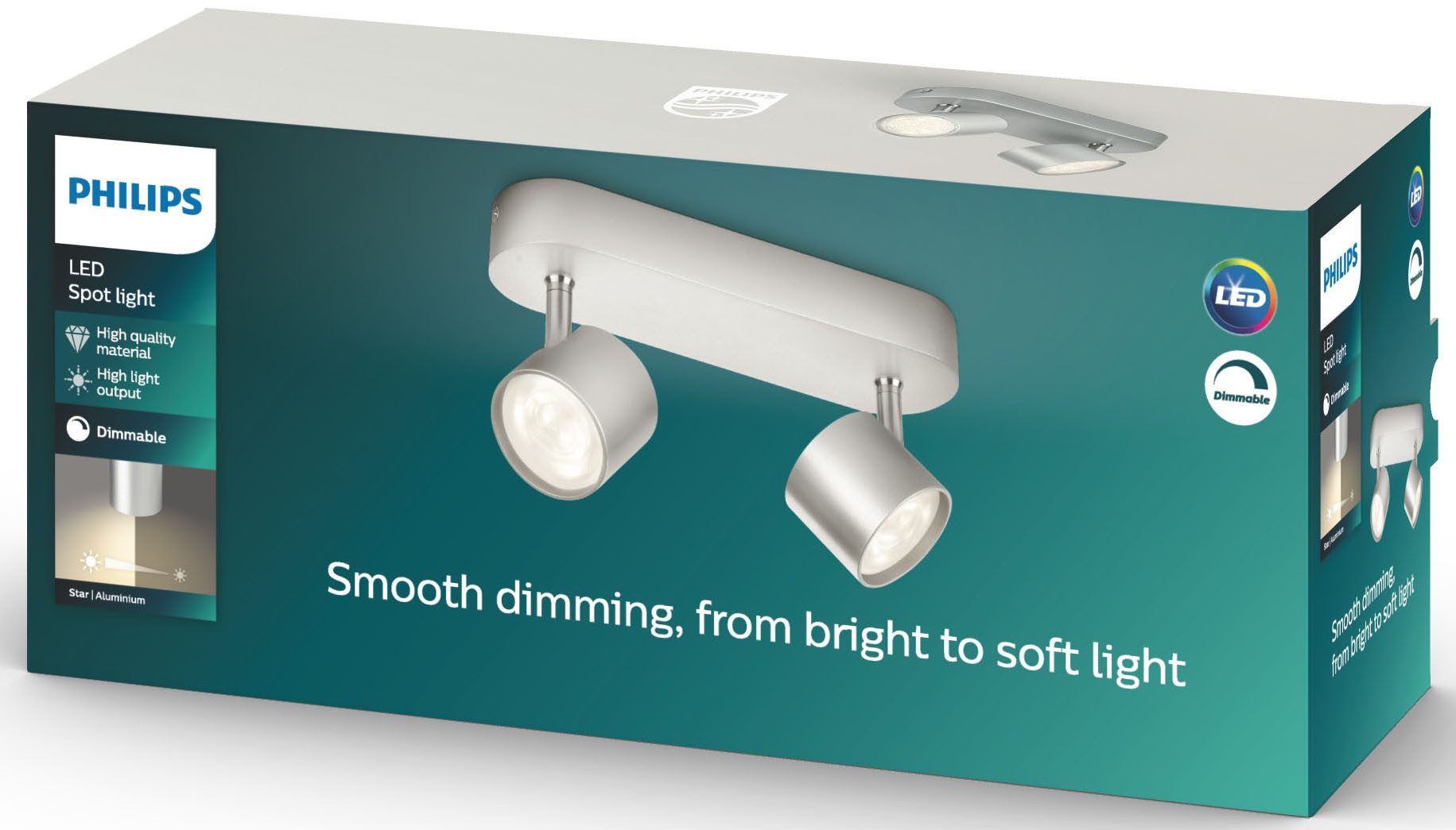 Philips LED Deckenspot myLiving Star Doppelspot, 1000lm, Aluminium, LED fest integriert, Warmweiß