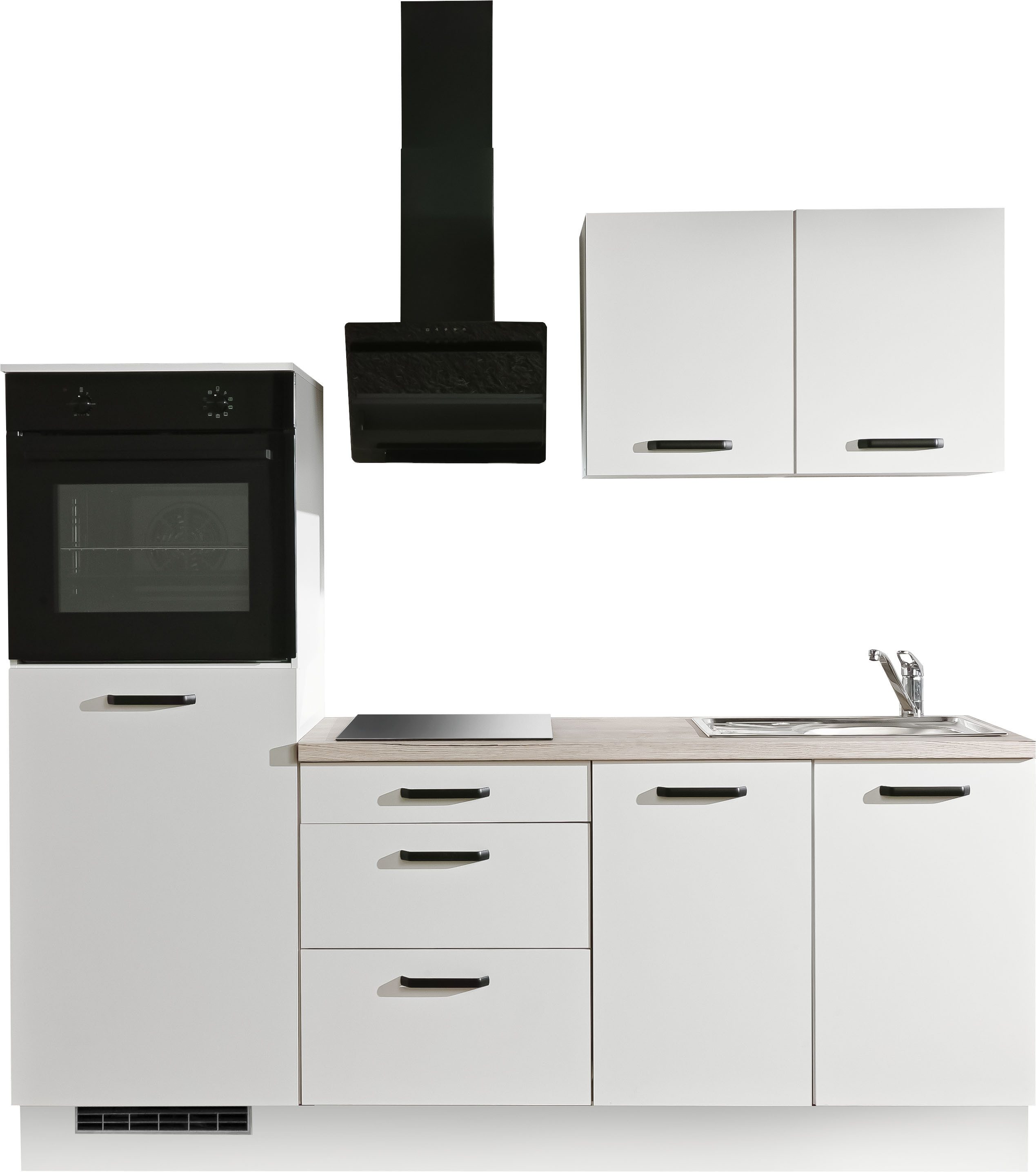 wiho Küchen Küchenzeile Compact, Breite 210cm, wahlweise mit Geräten (mit Kühlschrank)