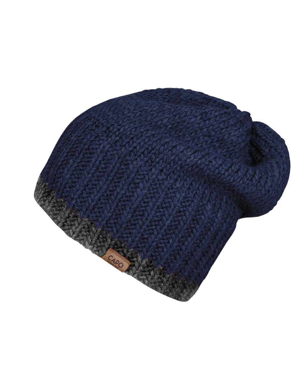 CAPO Strickmütze CAPO-KEELIN CAP knitted navy in Germany fleece cap, lining Made short