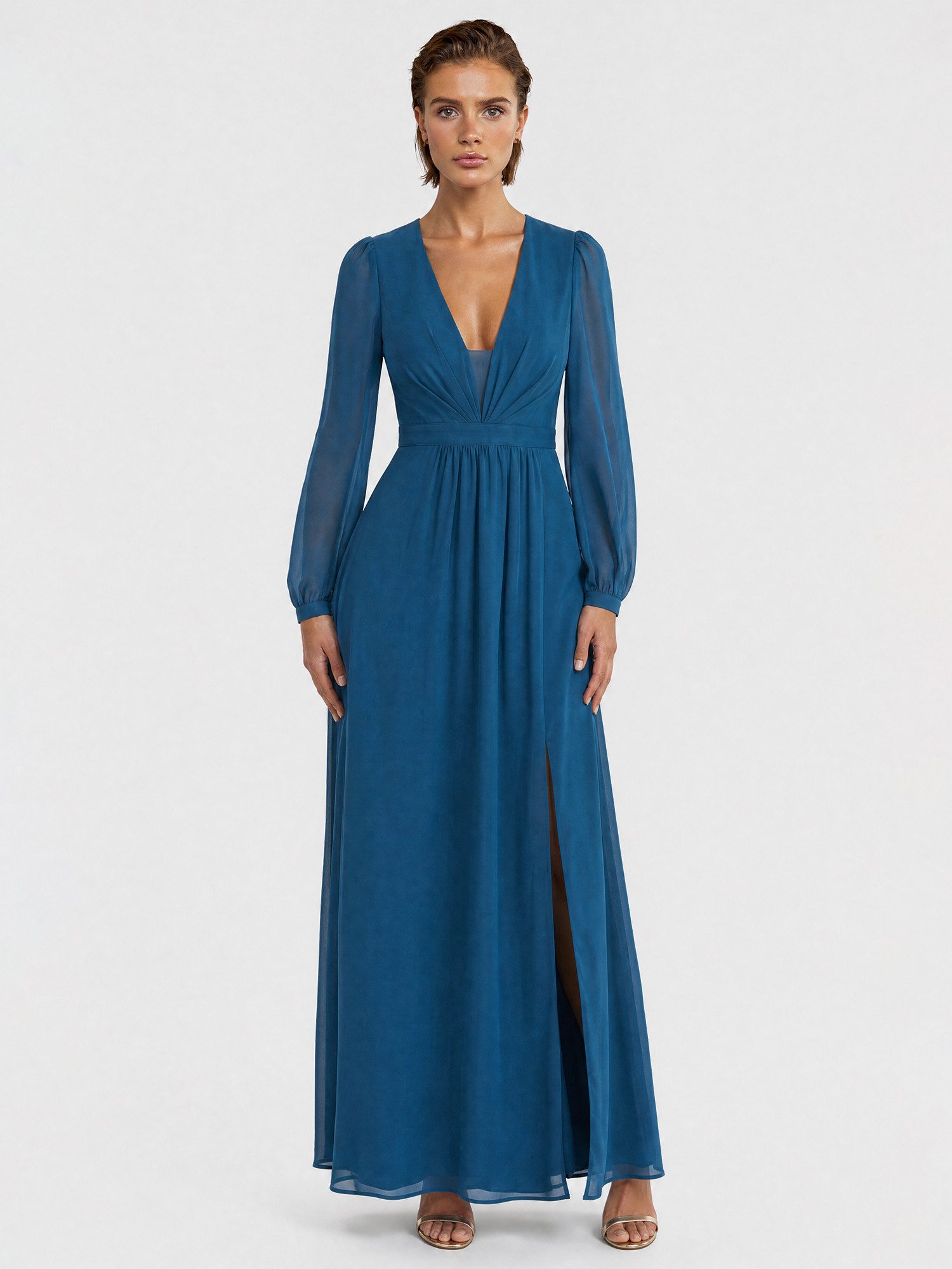 Apart Brautkleid aus Chiffon mit semitransparenten Ärmeln