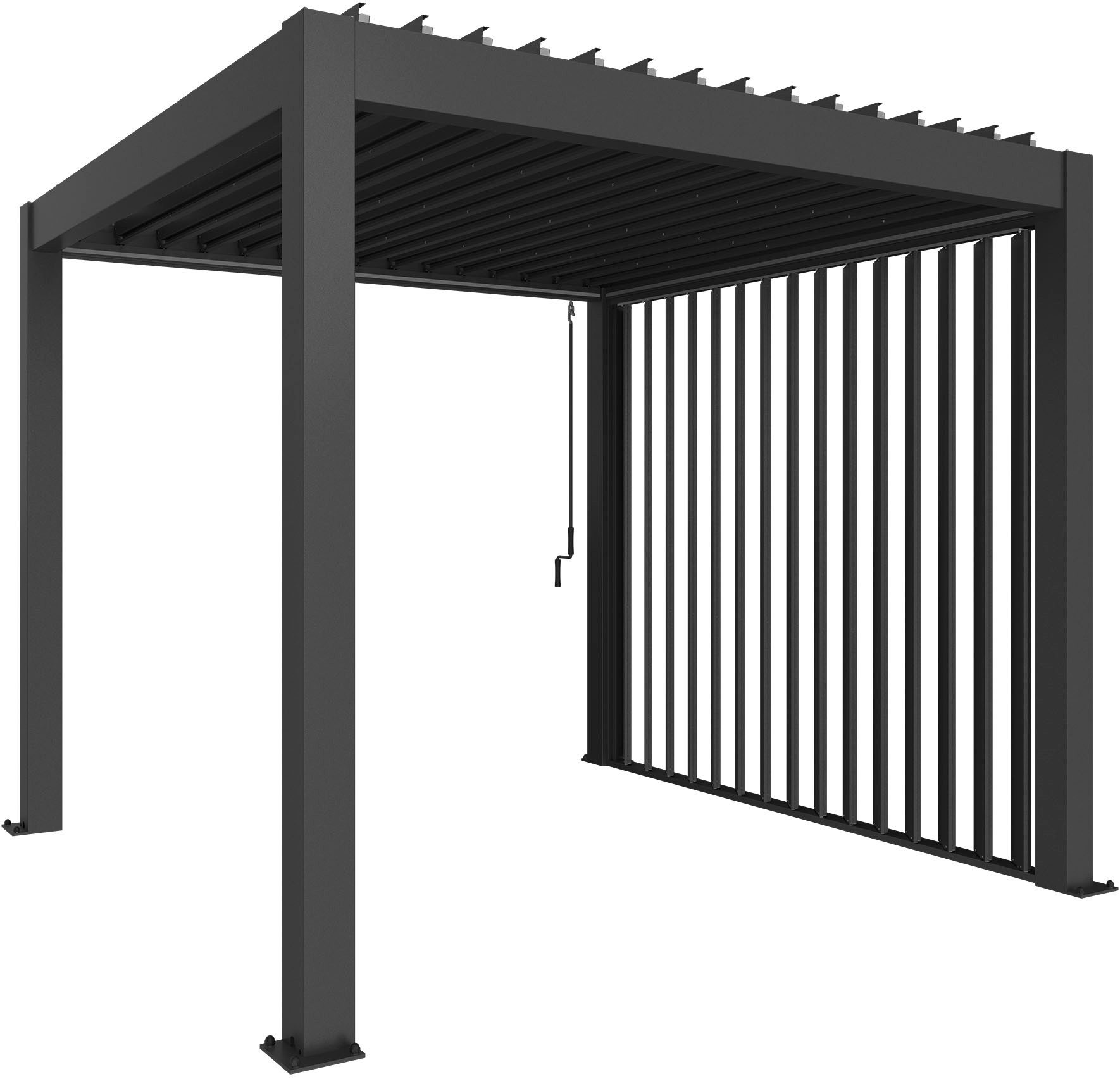 Biohort Pavillonseitenteil Seitenwand für 3m-Seite von Biohort-Pergola, 272x235 cm, manuell verstellbare Lamellenwand in Sandwichbauweise