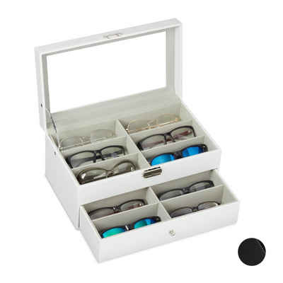 relaxdays Brille Brillenbox für 12 Brillen, Weiß