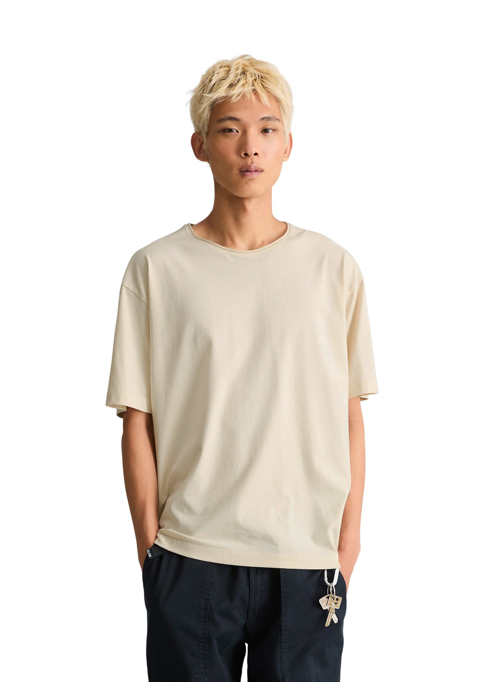 Marc O'Polo DENIM T-Shirt mit Rollkante am Ausschnitt