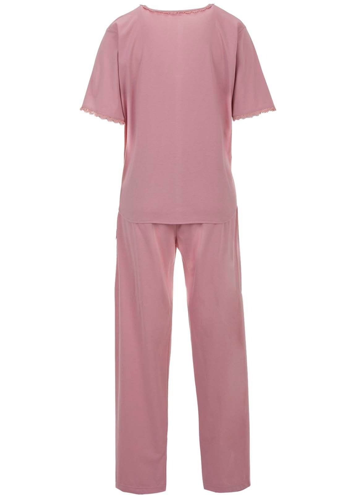 Schlafanzug zeitlos Spitze Pyjama Kurzarm Herz Set - altrosa