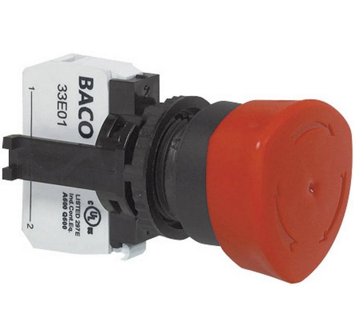 BACO Schalter BACO L22ED01D Not-Aus-Schalter Frontring Kunststoff Schwarz 600 V 10 (L22ED01D)