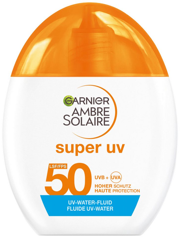 GARNIER Sonnenschutzfluid SUPER UV UV-WATER-FLUID INVISIBLE LSF 50, für das Gesicht, mit LSF 50, hoher Schutz vor UVA- und UVB-Strahlung