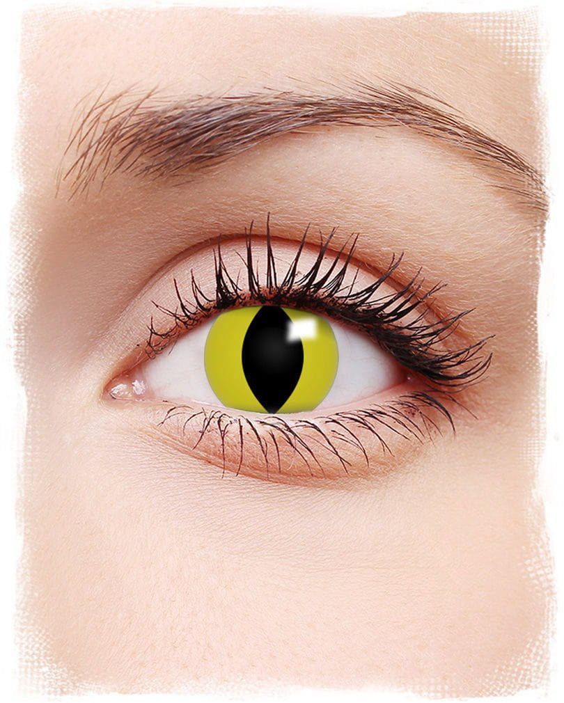 Horror-Shop Farblinsen Katzenaugen Kontaktlinsen gelb