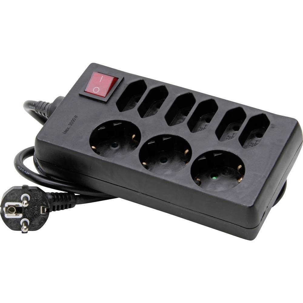 Kopp 3+6-fach Steckdosenleiste mit beleuchtetem Schalter 129805005 Steckdosenleiste (Kabellänge 1.40 m), mit Schalter