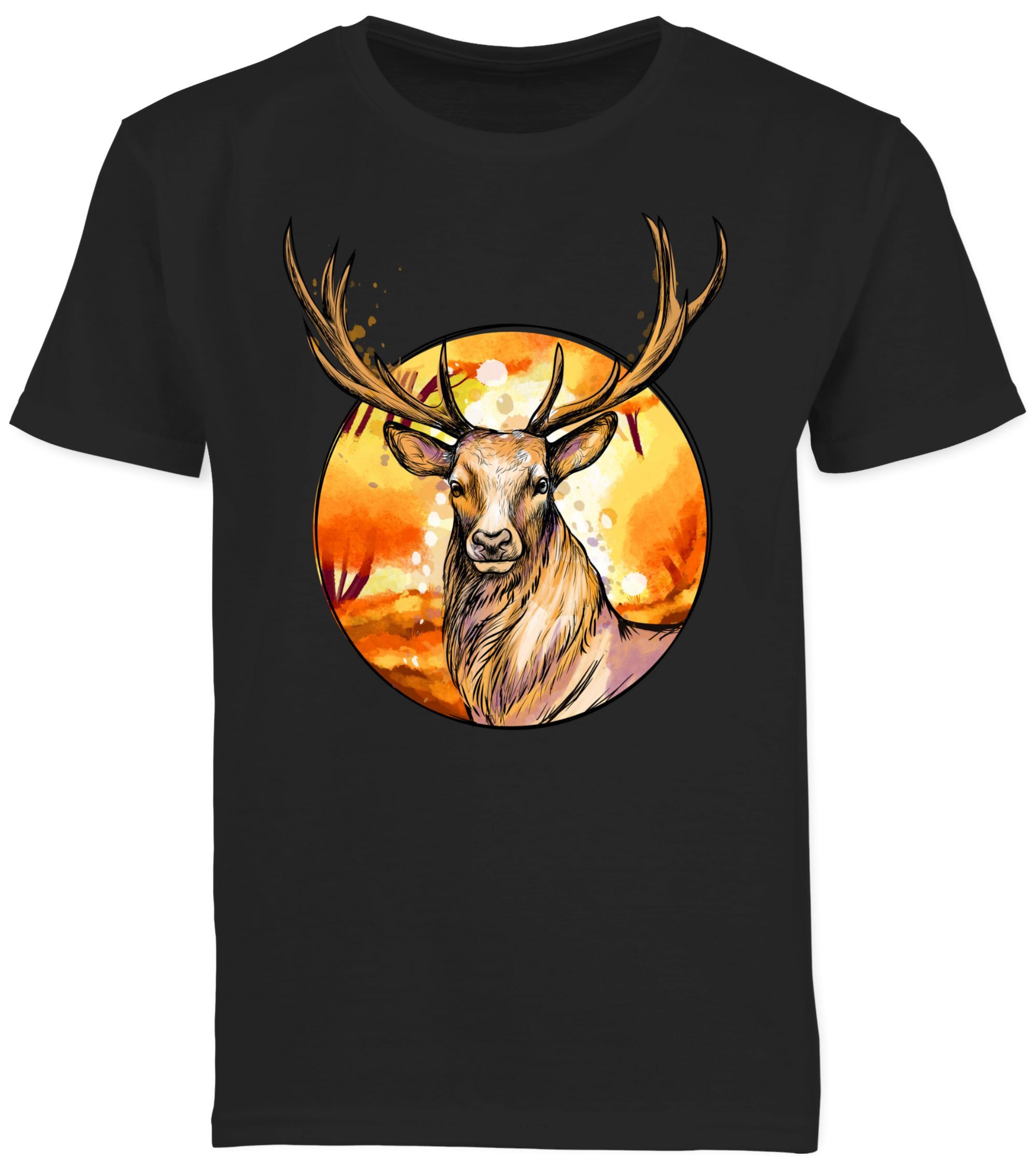 Shirtracer T-Shirt Hirsch mit Hintergrund (1-tlg) Mode für Oktoberfest Kinder Outfit