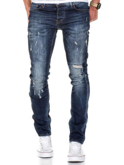 Amaci&Sons Slim-fit-Jeans FRESNO Slim Fit Destroyed Jeans Herren Destroyed Regular Slim Denim Basic Hose