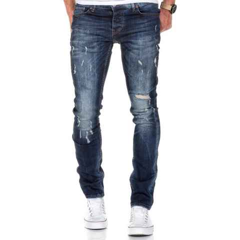 Amaci&Sons Slim-fit-Jeans FRESNO Slim Fit Destroyed Jeans Herren Destroyed Regular Slim Denim Basic Hose