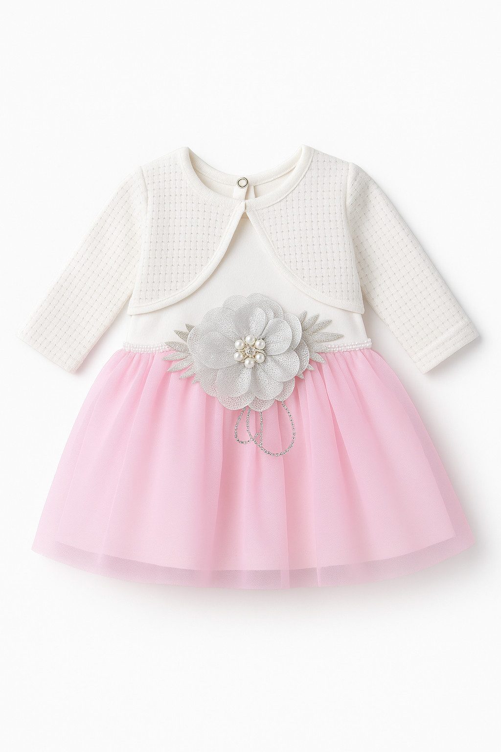 Lorey Medtec Taufkleid Prinzessin Kleid mit Tüllrock & Bolerojacke, 100 % Baumwolle, Rosa (Kleid + Jäckchen) Spitze, Tüll