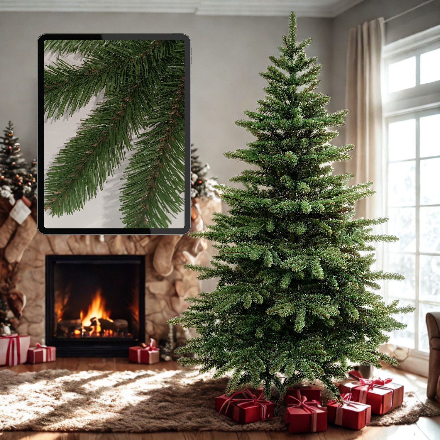 Virpol Künstlicher Weihnachtsbaum Höhe 150cm/190cm/220cm/250 cm, Spanische Tanne, Weihnachtsbaum Künstliche Spanische Tanne Tannenbaum – Bild 4 von 5