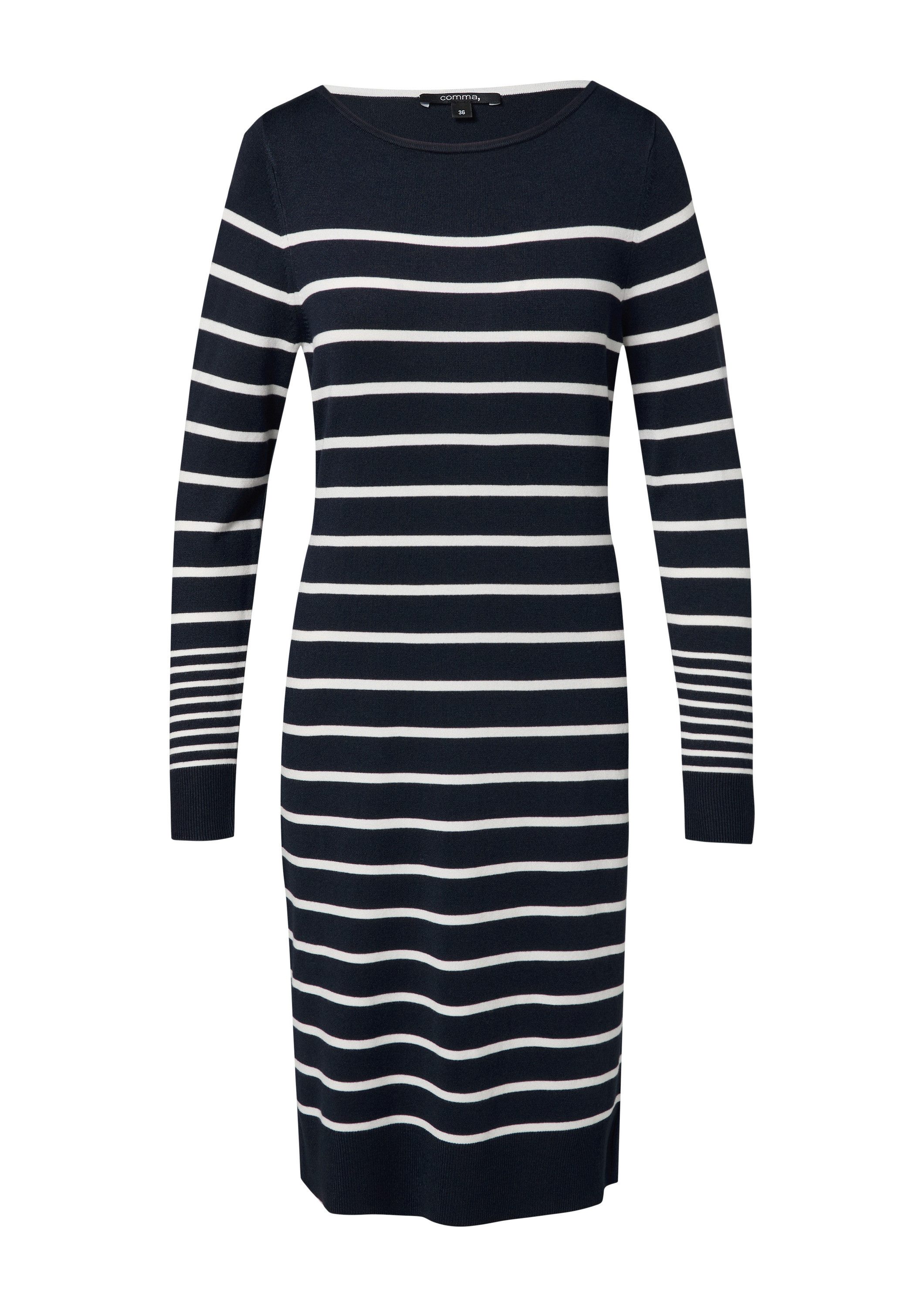 comma Minikleid Kleid Gestreiftes Strickkleid mit U-Ausschnitt günstig online kaufen
