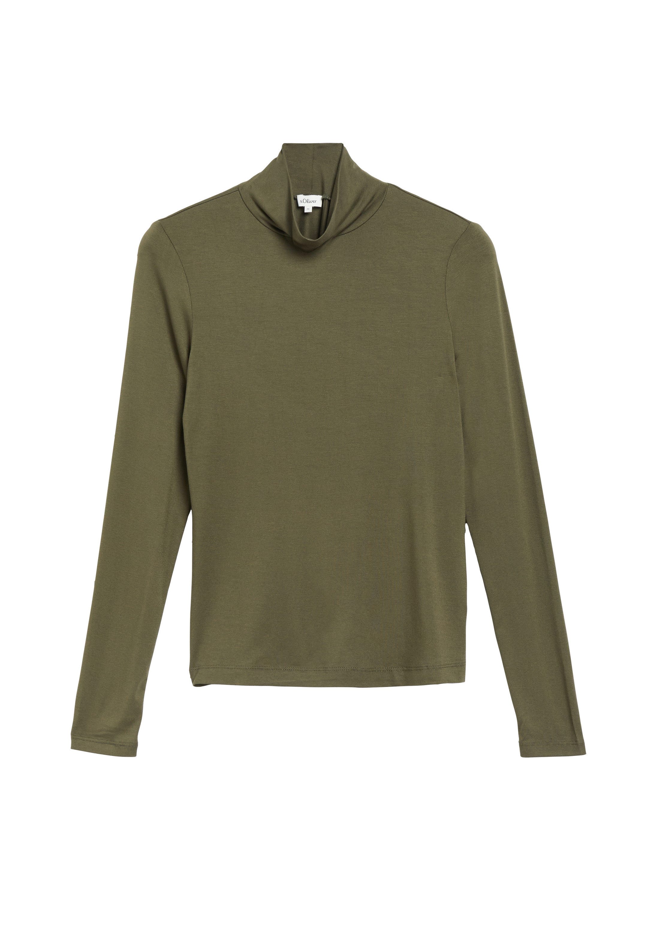 s.Oliver Langarmshirt T-Shirt Fließendes T-Shirt mit Stehkragen
