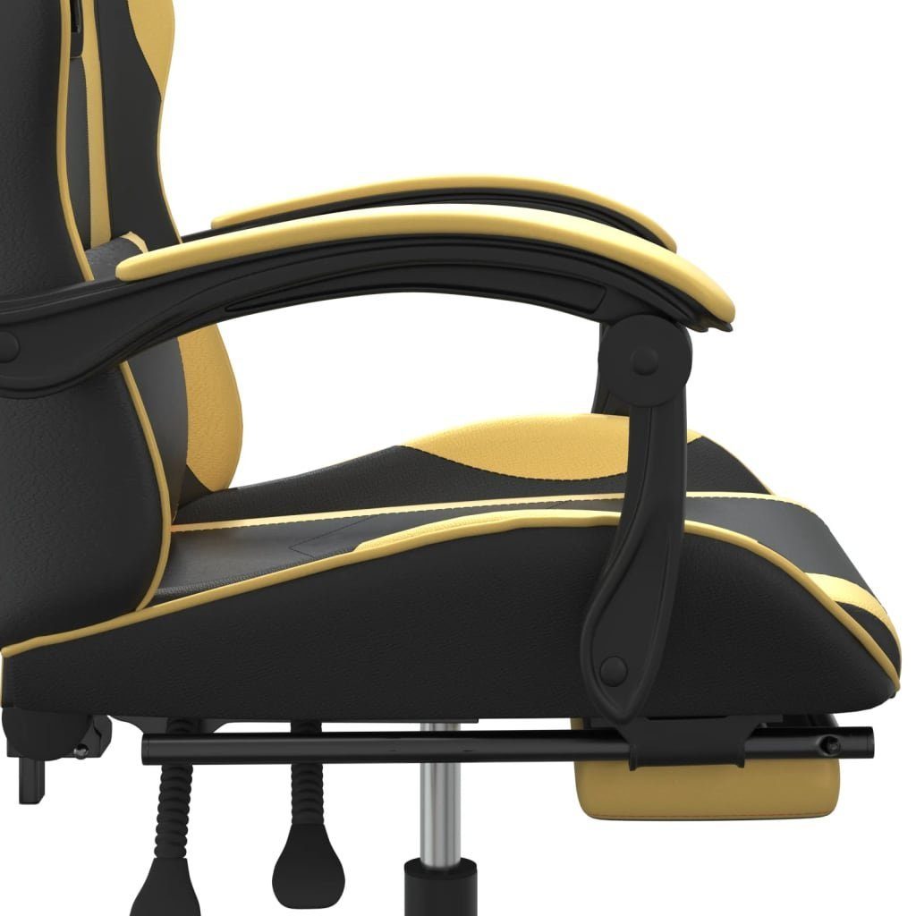 furnicato Gaming-Stuhl Fußstütze St) Golden Schwarz Kunstleder mit (1 und