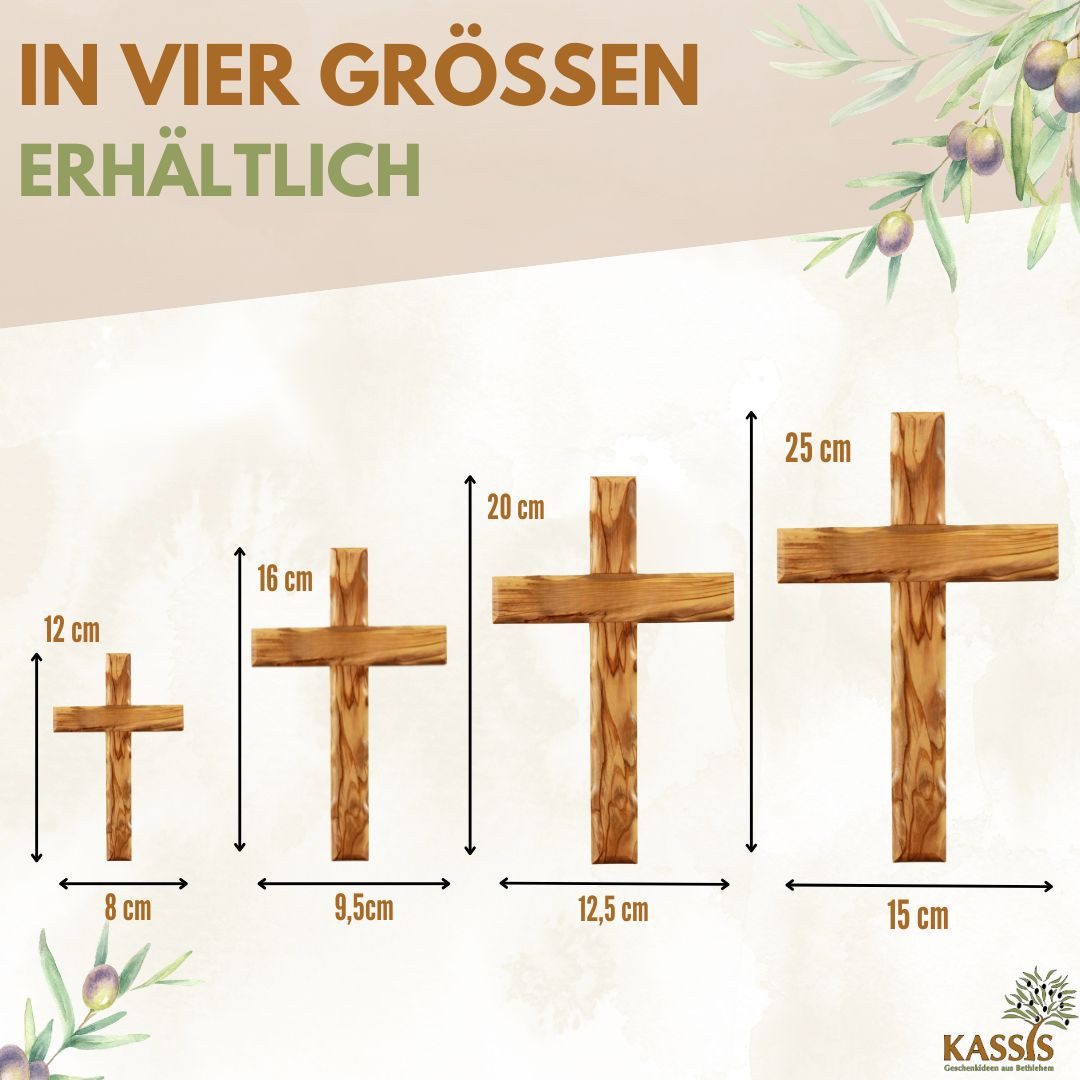 Kassis Geschenkartikel Wanddekoobjekt Olivenholz Kruzifix Wandkreuz schlicht Kreuz zum Aufhängen, Hergestellt in Bethlehem, Ideales Geschenk zu mehreren Anlässe – Bild 3 von 5