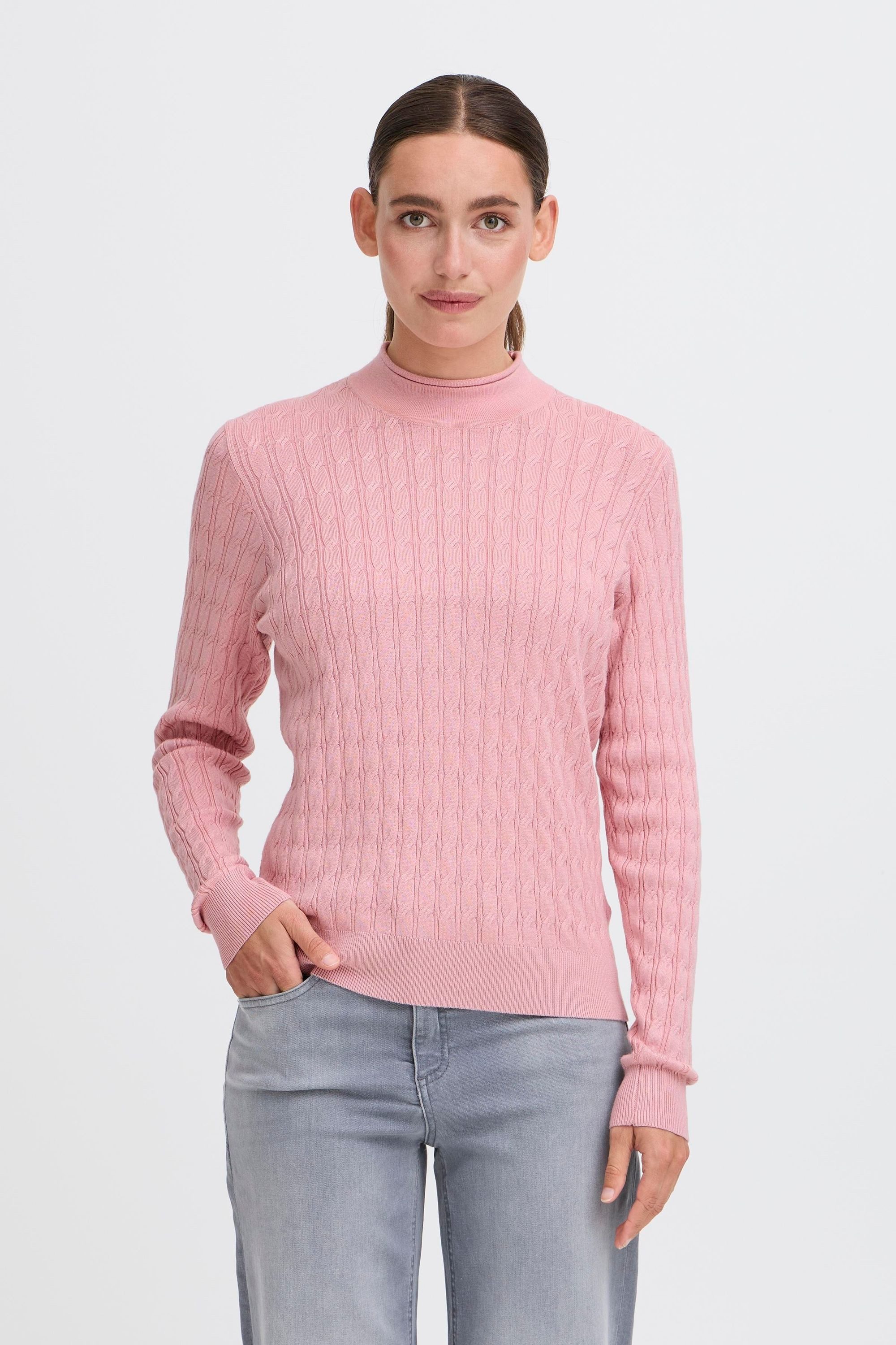 OXMO Rollkragenpullover OXSally Modischer Rollkragenpullover mit Zopfmuster