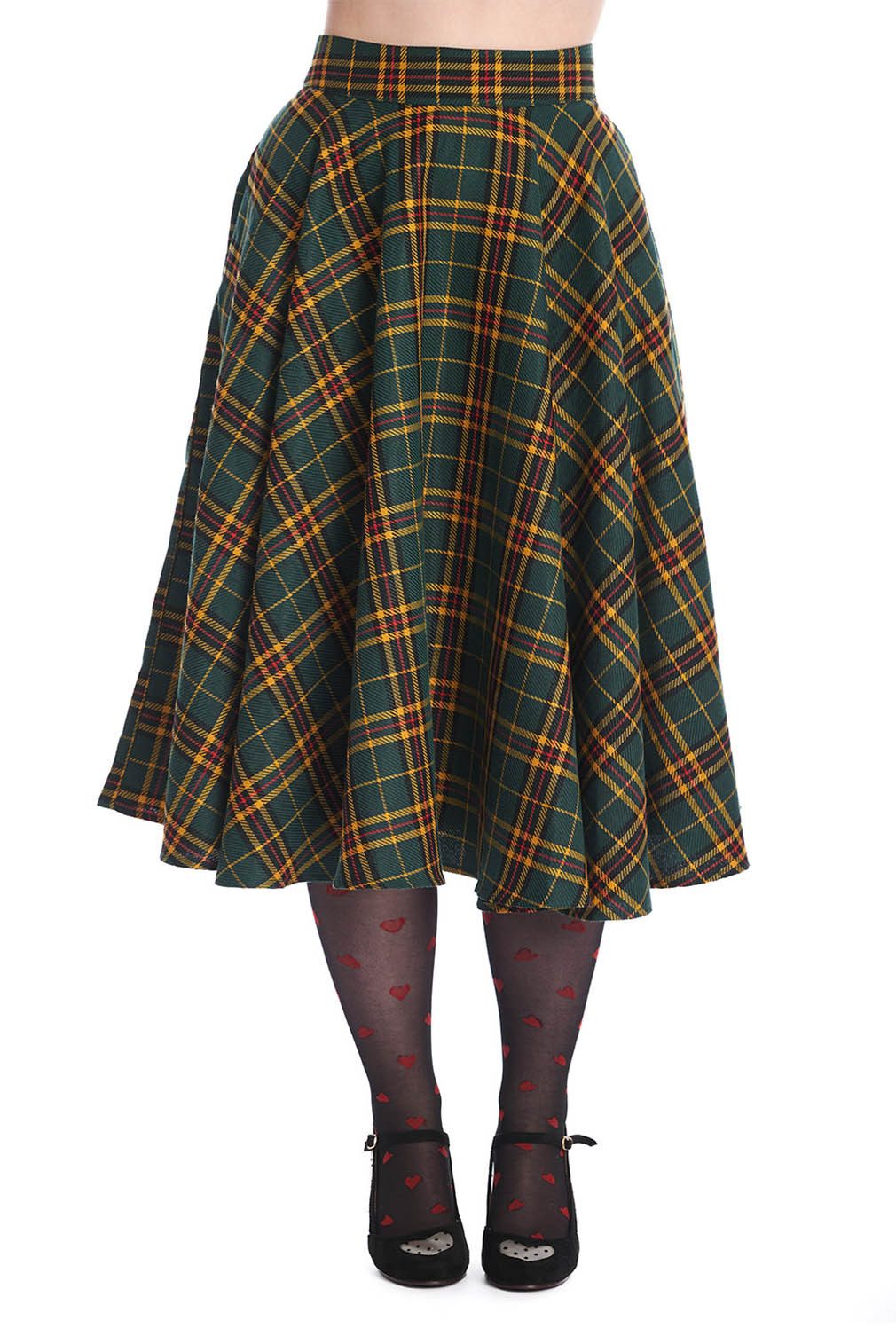 Banned A-Linien-Rock Highland Green Swing Skirt günstig online kaufen