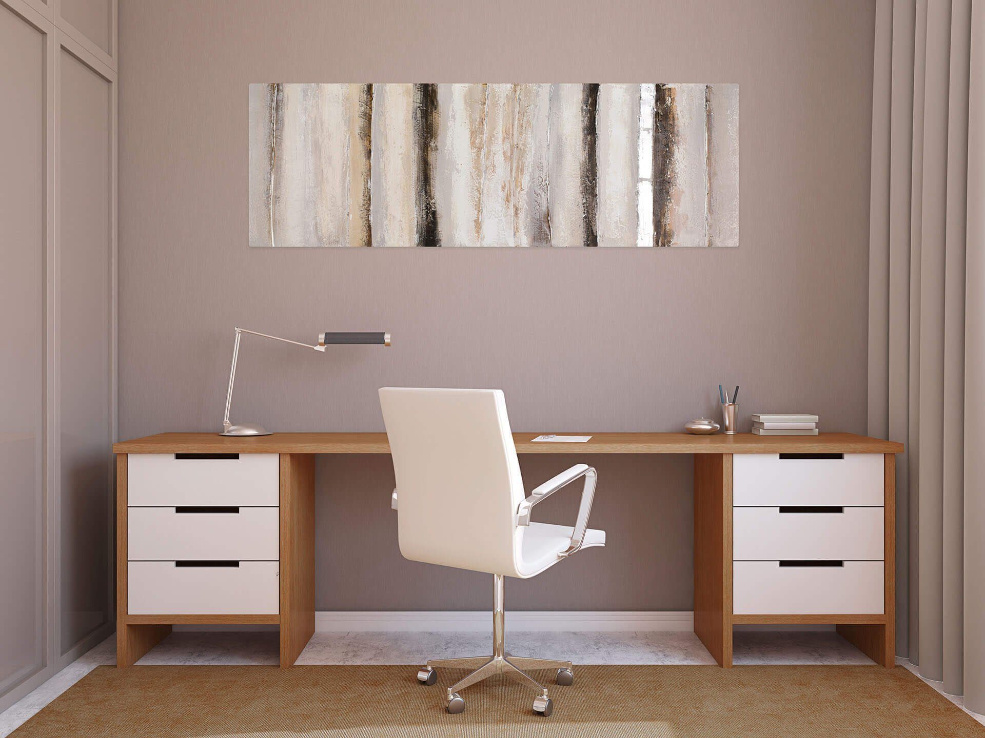 KUNSTLOFT Gemälde Vanilla Sky cm, 100% 150x50 Wandbild HANDGEMALT Wohnzimmer Leinwandbild