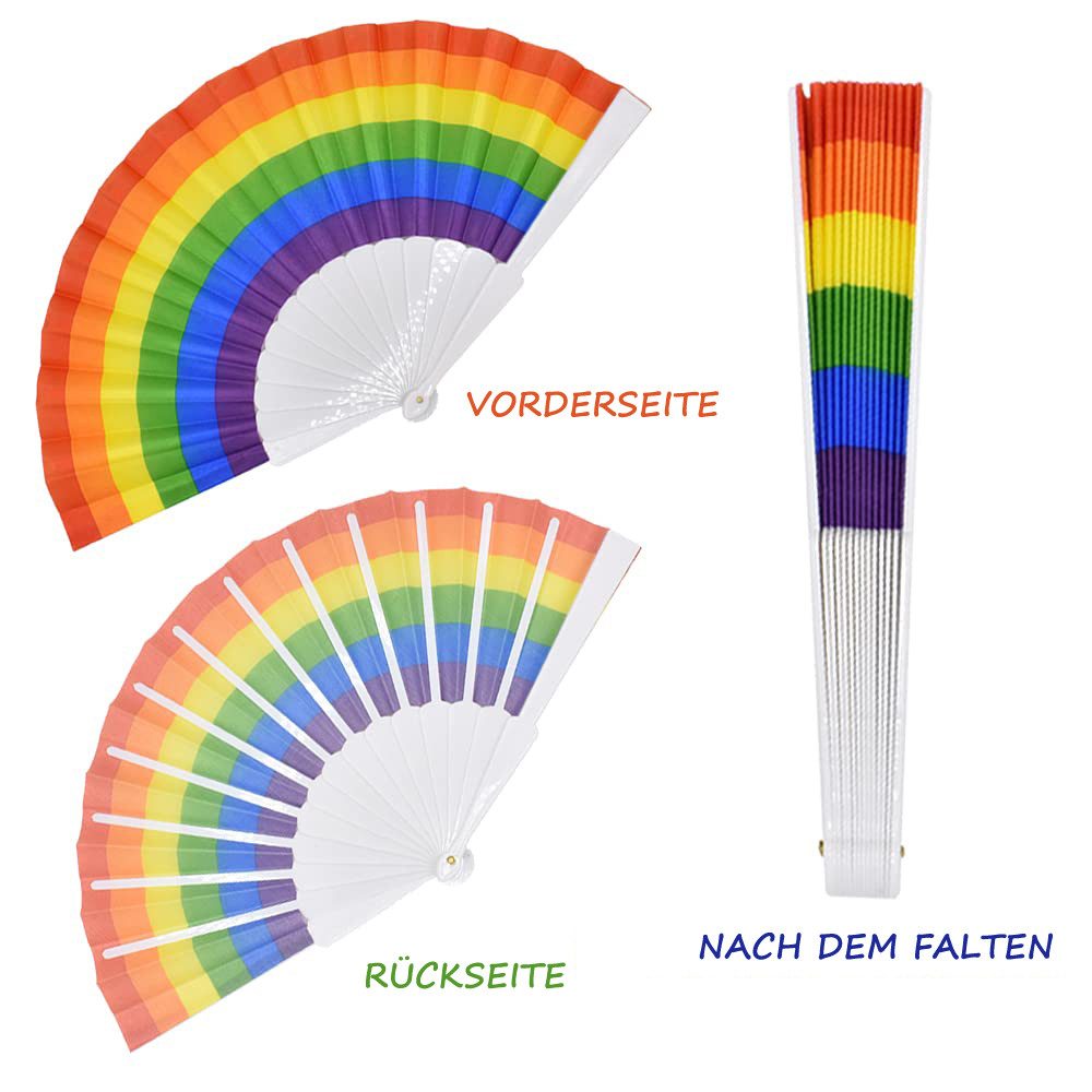 Bomiclss Handfächer 10 Stück Regenbogen-Faltfächer, bunte Handfächer, Regenbogen, (10-tlg), Partydekoration für Geburtstagsgeschenke, Tanzen, Hochzeit, Party