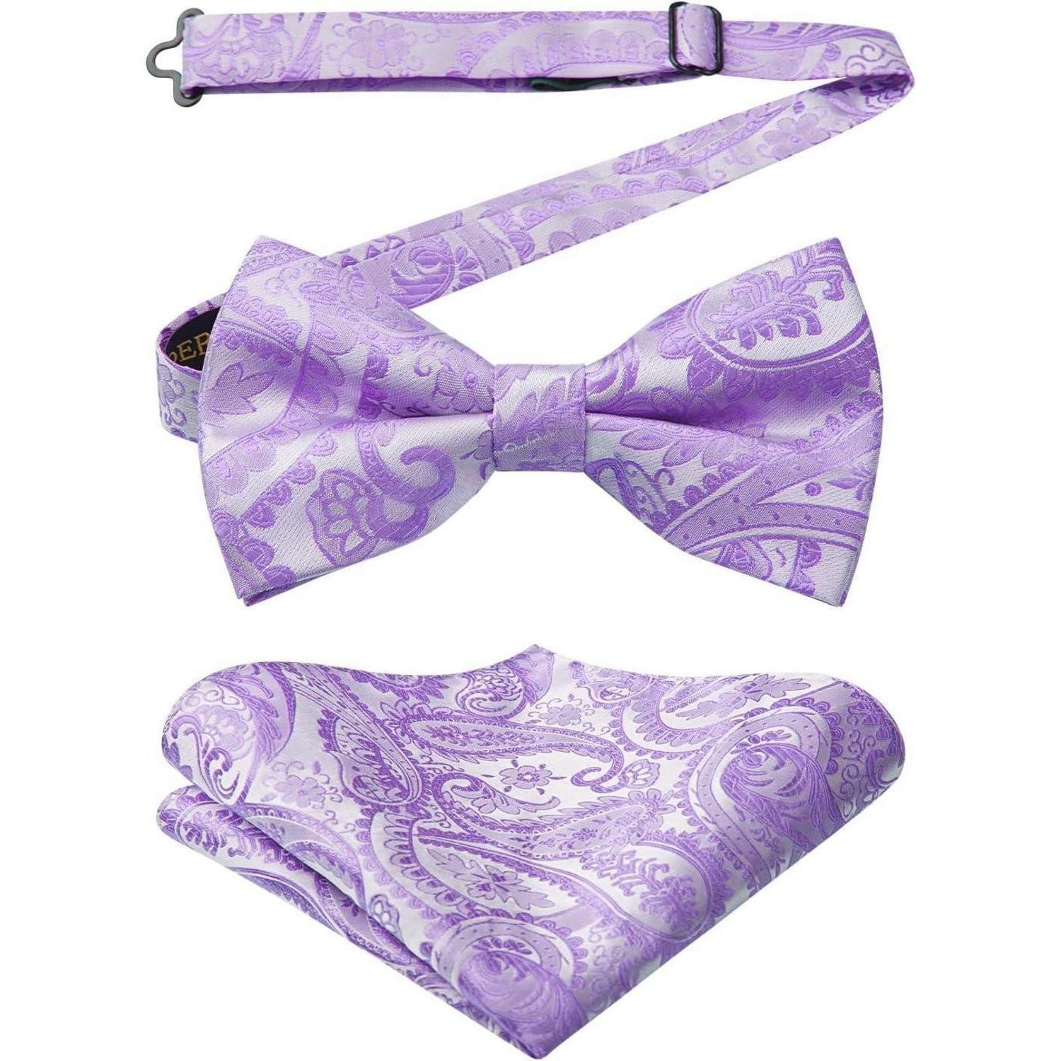 LuxusKollektion Krawatte Fliege Einstecktuch Herren Smoking Hochzeit Party Flieder H Flieder 2