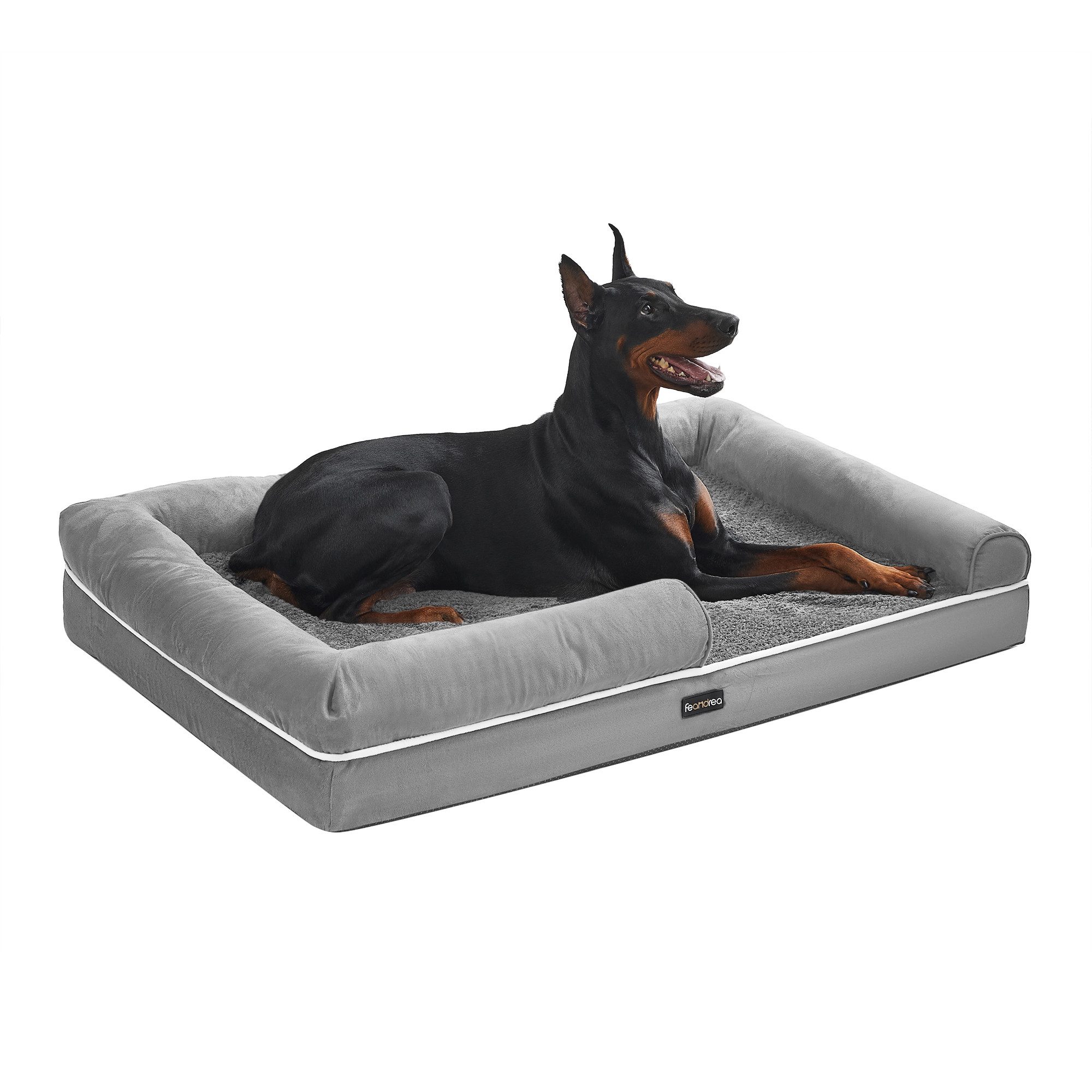 FEANDREA Hundebett Orthopädisches, Bezug abnehmbar und waschbar, rutschfeste, Hundekissen, Hundekorb, Hundesofa, erhöhte Ränder, 120 x 85 x 20 cm