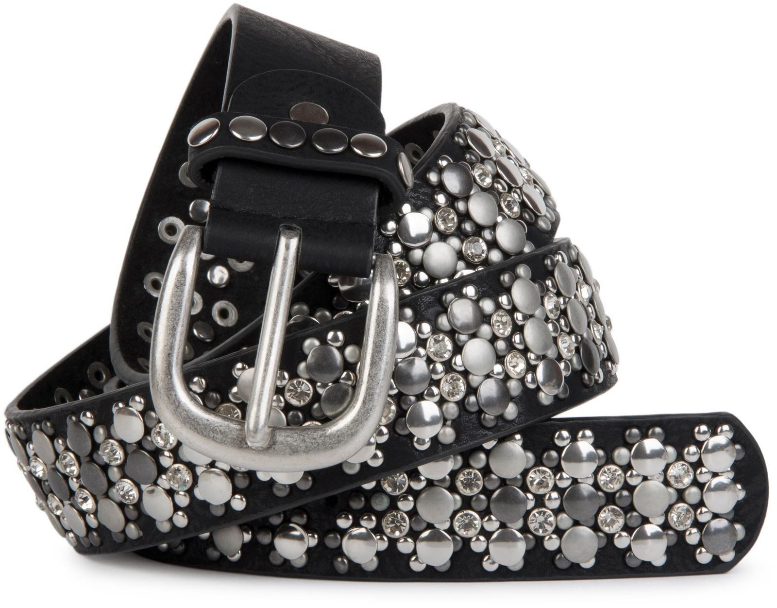 styleBREAKER Nietengürtel Gürtel mit verschiedenen Nieten und Strass (1-St)