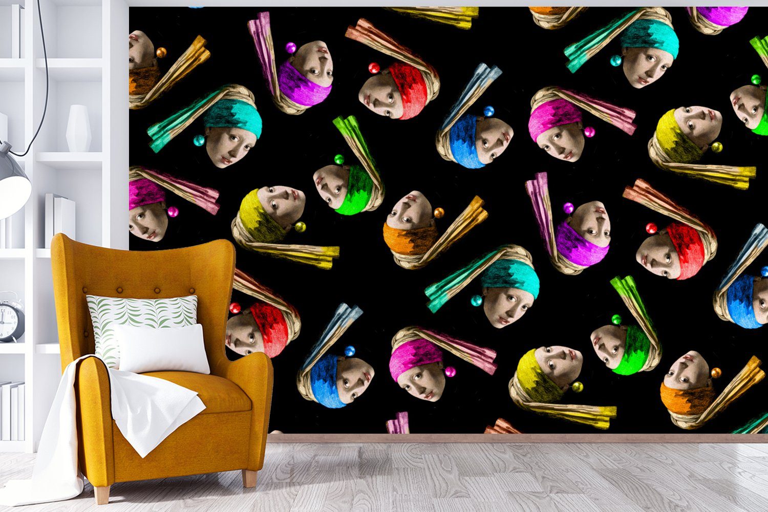 Fototapete MuchoWow Kinderzimmer, Regenbogen, (6 Earring Wohnzimmer, Pearl bedruckt, Girl Tapete Wallpaper with Matt, - für - Schlafzimmer, a Muster St), Vinyl