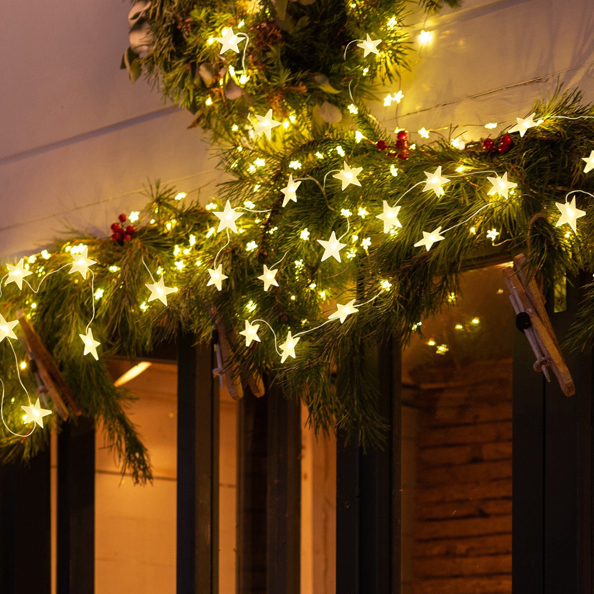 Salcar LED-Lichterkette »5m LED Lichterkette Outdoor mit Sternen  Gartenbeleuchtung Weihnachten«, Wasserdicht IP44 Weihnachtsdekoration  Weihnachtsbeleuchtung Warmweiß
