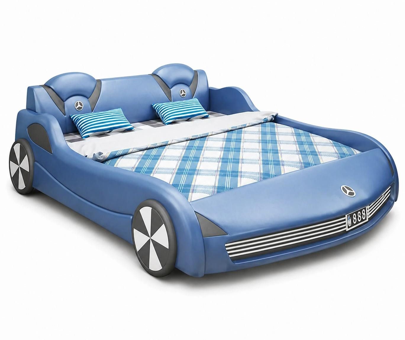 JVmoebel Autobett Blaues Kinderbett Bett für Jungen Auto-Bett LED Kinderbetten, Made in Europa