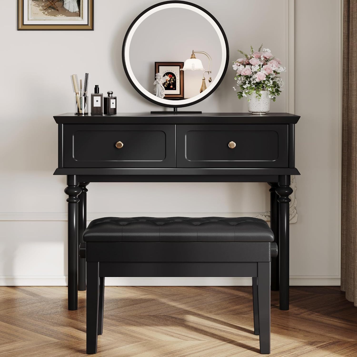 TLGREEN Klavierbank,Klavierhocker Höhenverstellbar 48-58CM (Keyboardbank Klavierstuhl), Pianobank mit Stauraum, PU Lederkissen,bis 150KG Belastbar